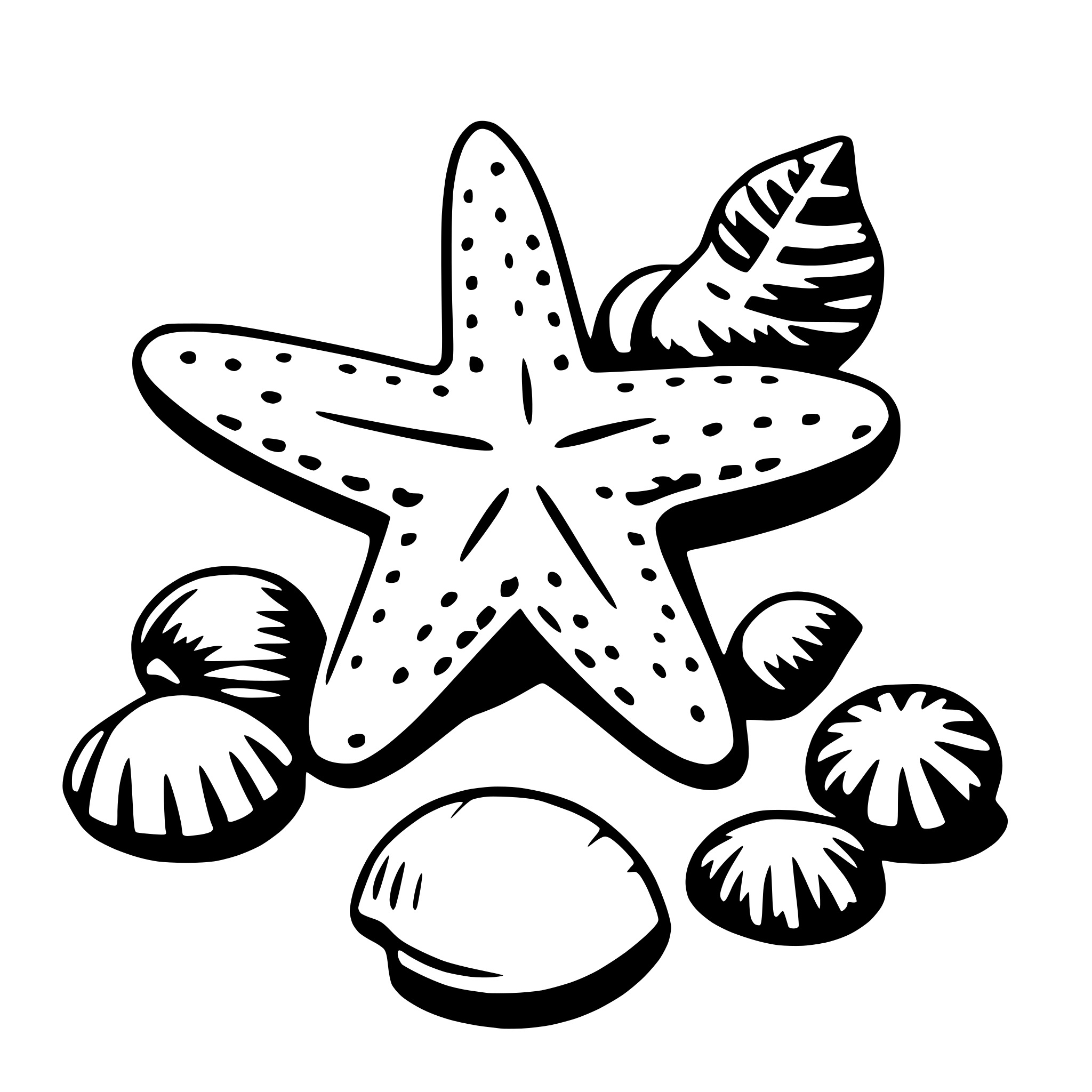AI-generated SVG of a starfish and shells