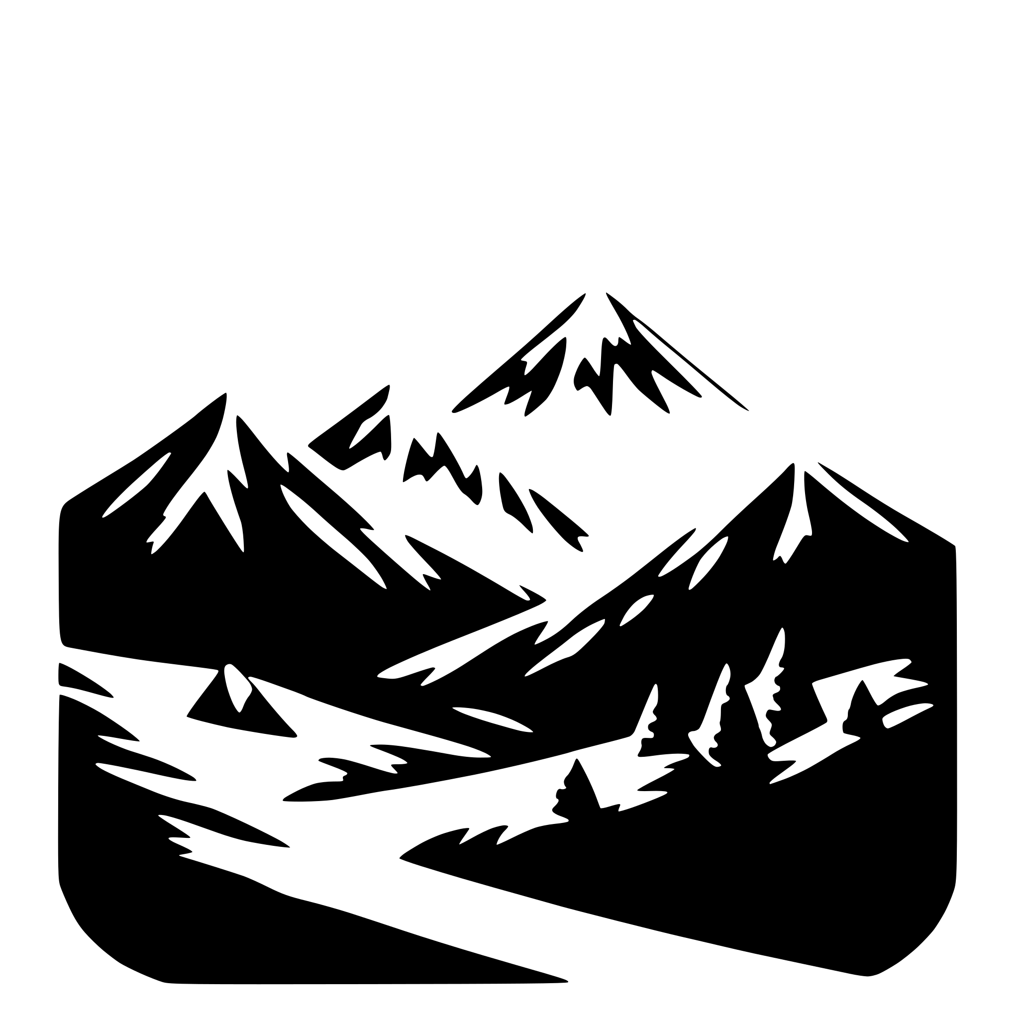 AI-generated SVG of 'Three mountains, one snowcapped'
