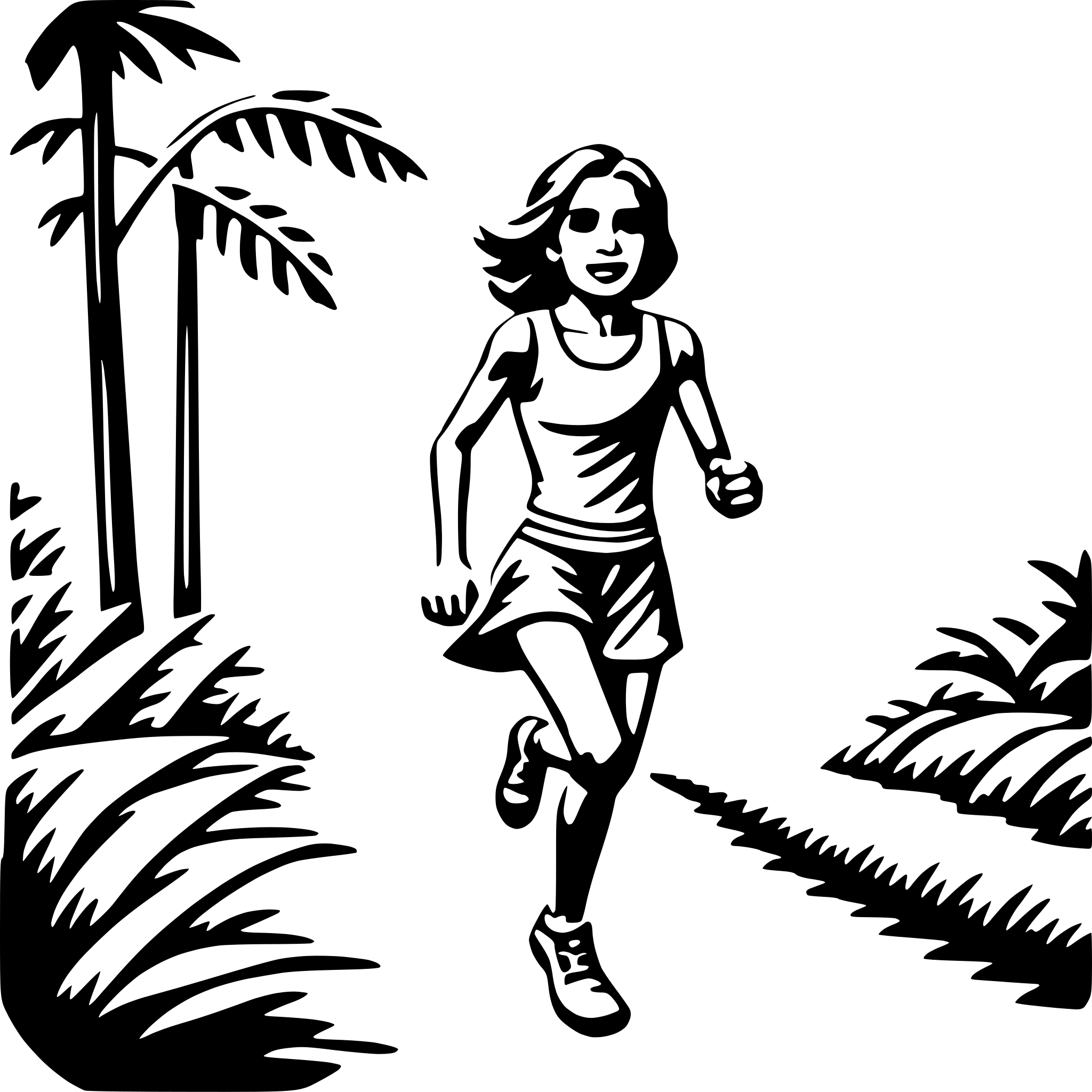 AI-generated SVG of 'running through jungle'
