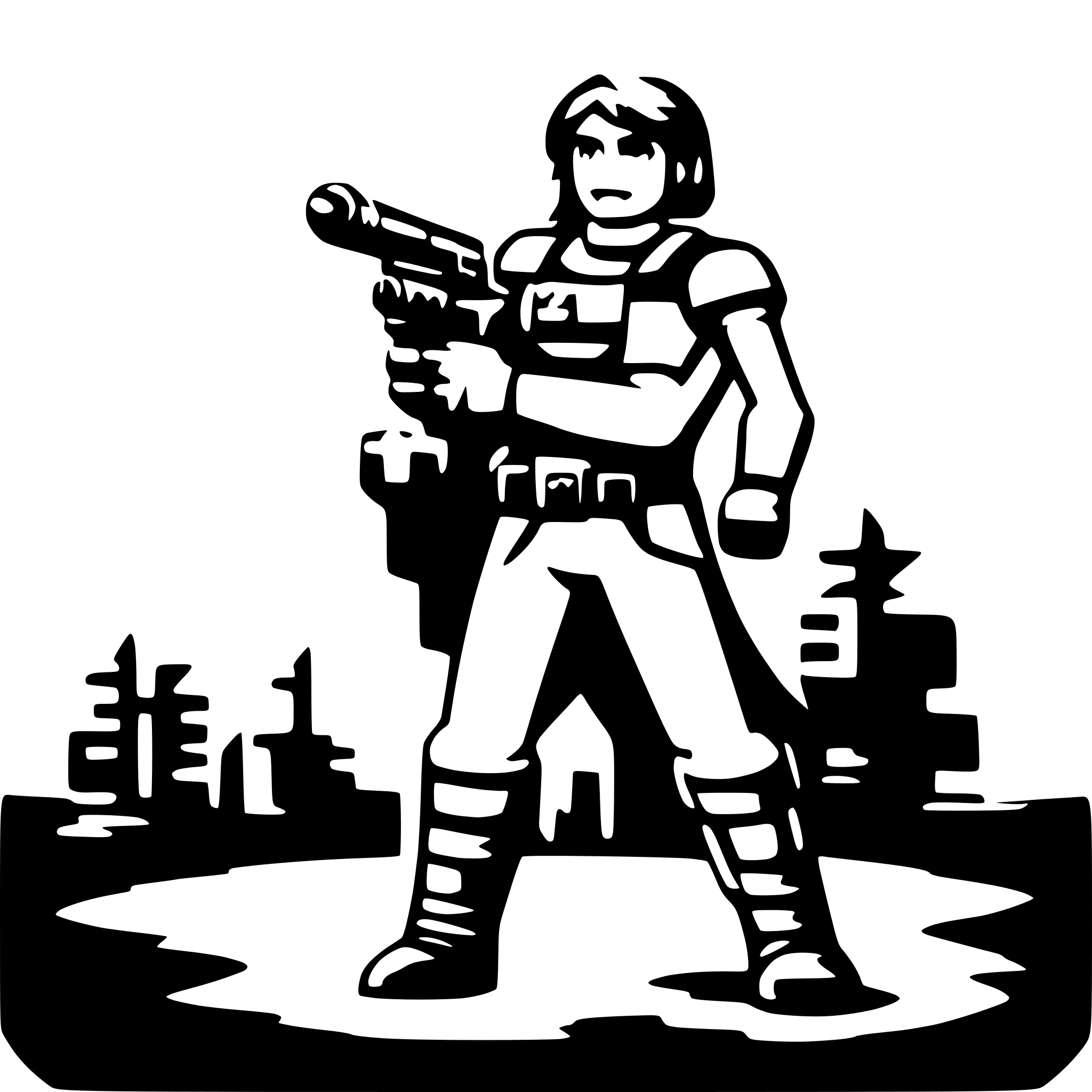 AI-generated SVG of 'a 8 bit hero shooter'
