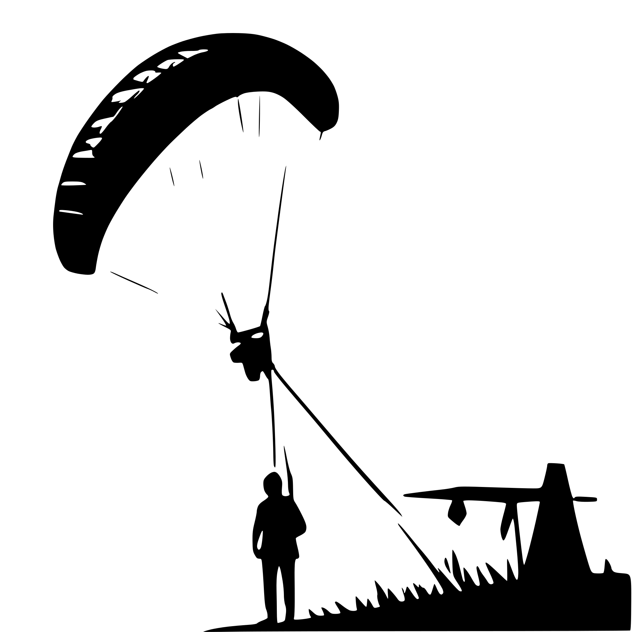 AI-generated SVG of a paragliding; one man
