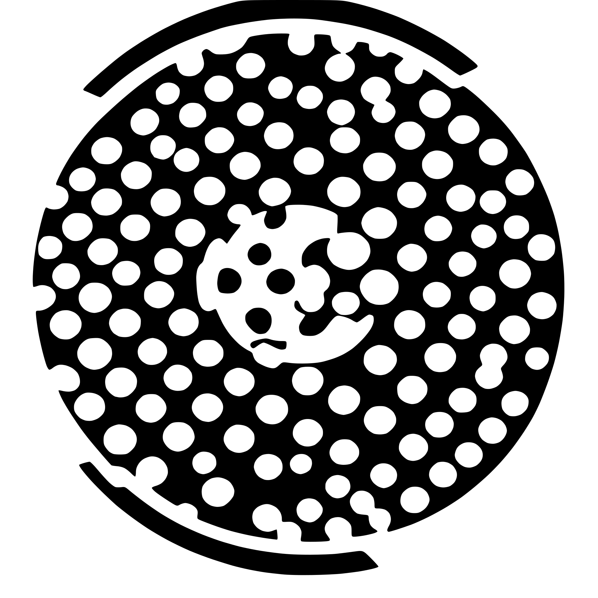 AI-generated SVG of a small 8 circles sround a big circle gobo