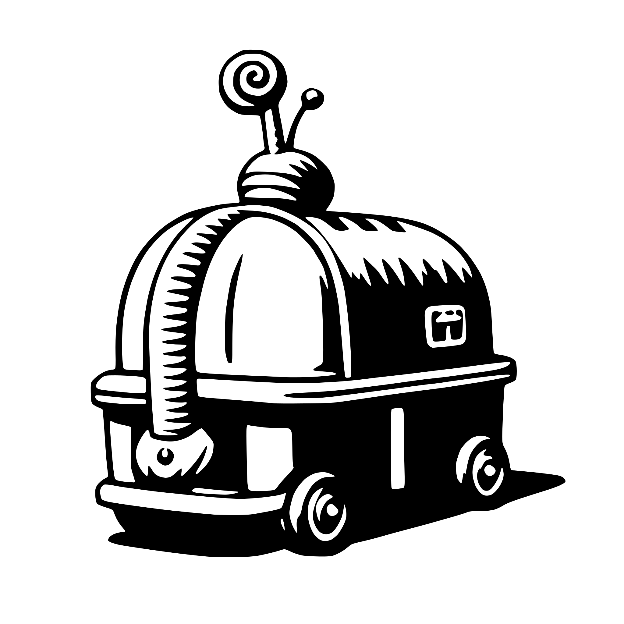 AI-generated SVG of 'snail with suitcase'