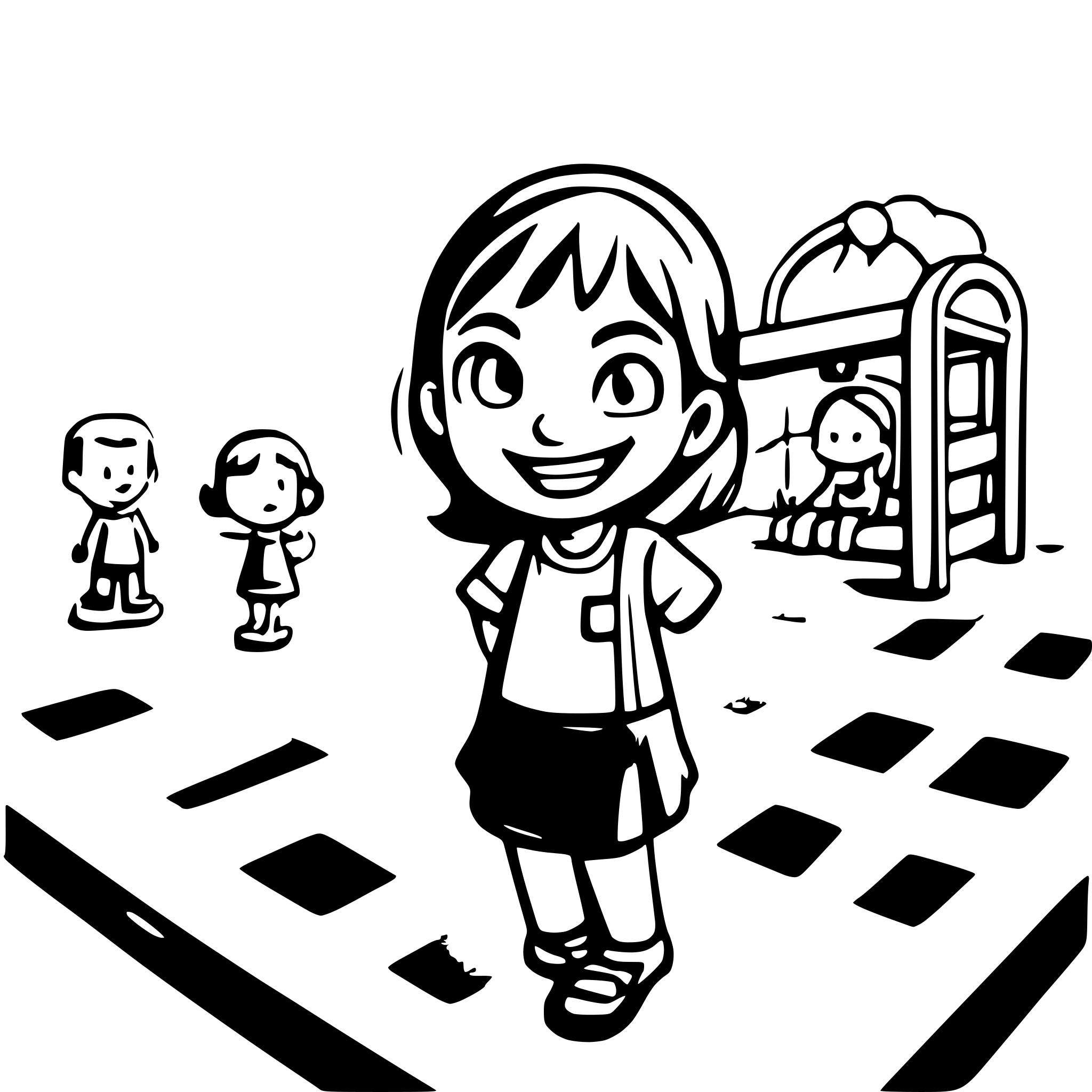 AI-generated SVG of a many children with smiling face paying on the playground