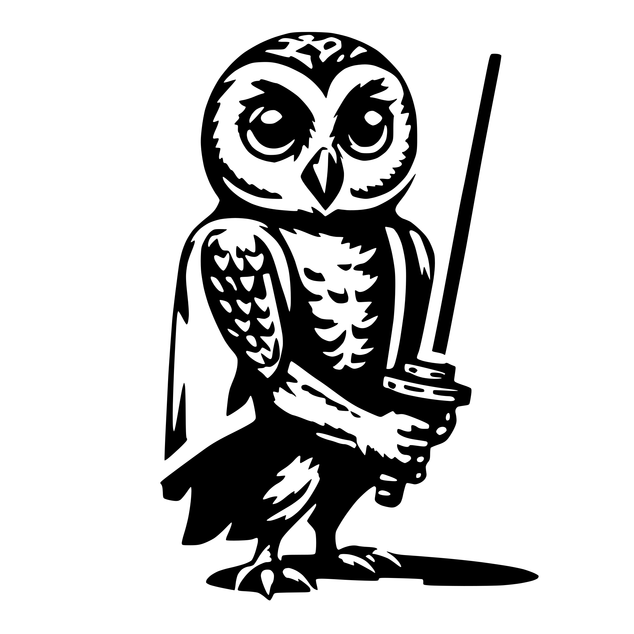AI-generated SVG of 'a owl holding a lightsaber'