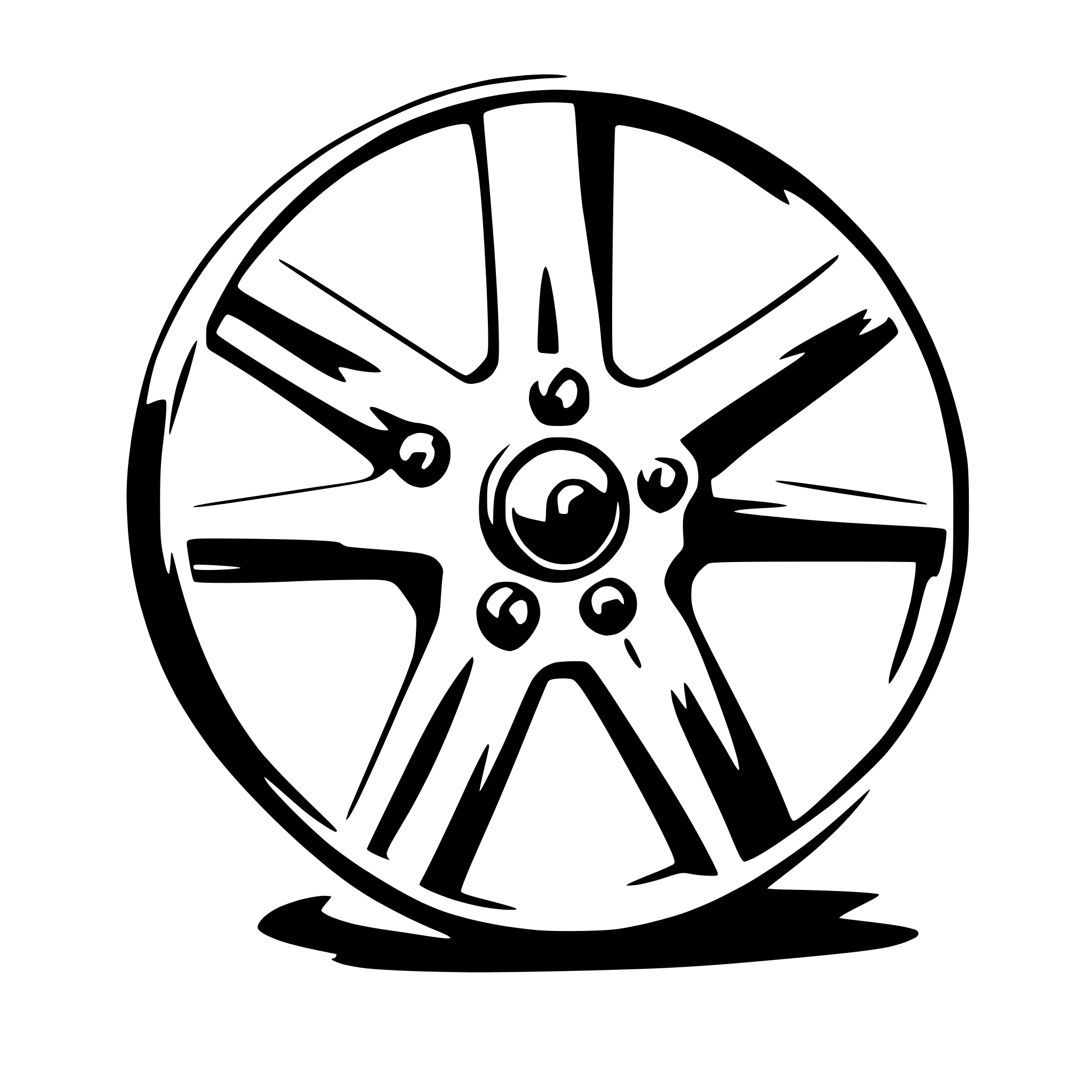 AI-generated SVG of '6 spoke wheel outline'