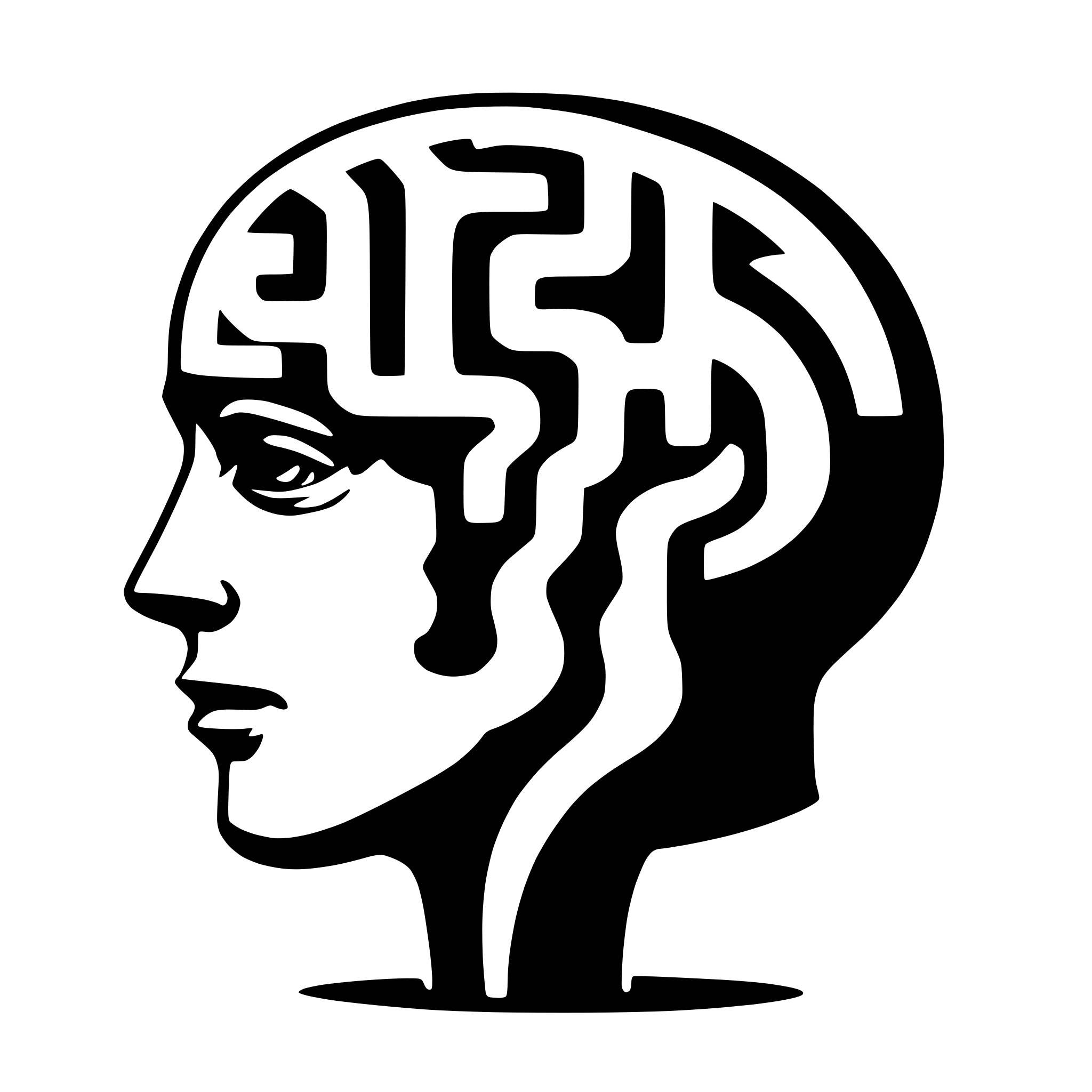 AI-generated SVG of a brain with question mark