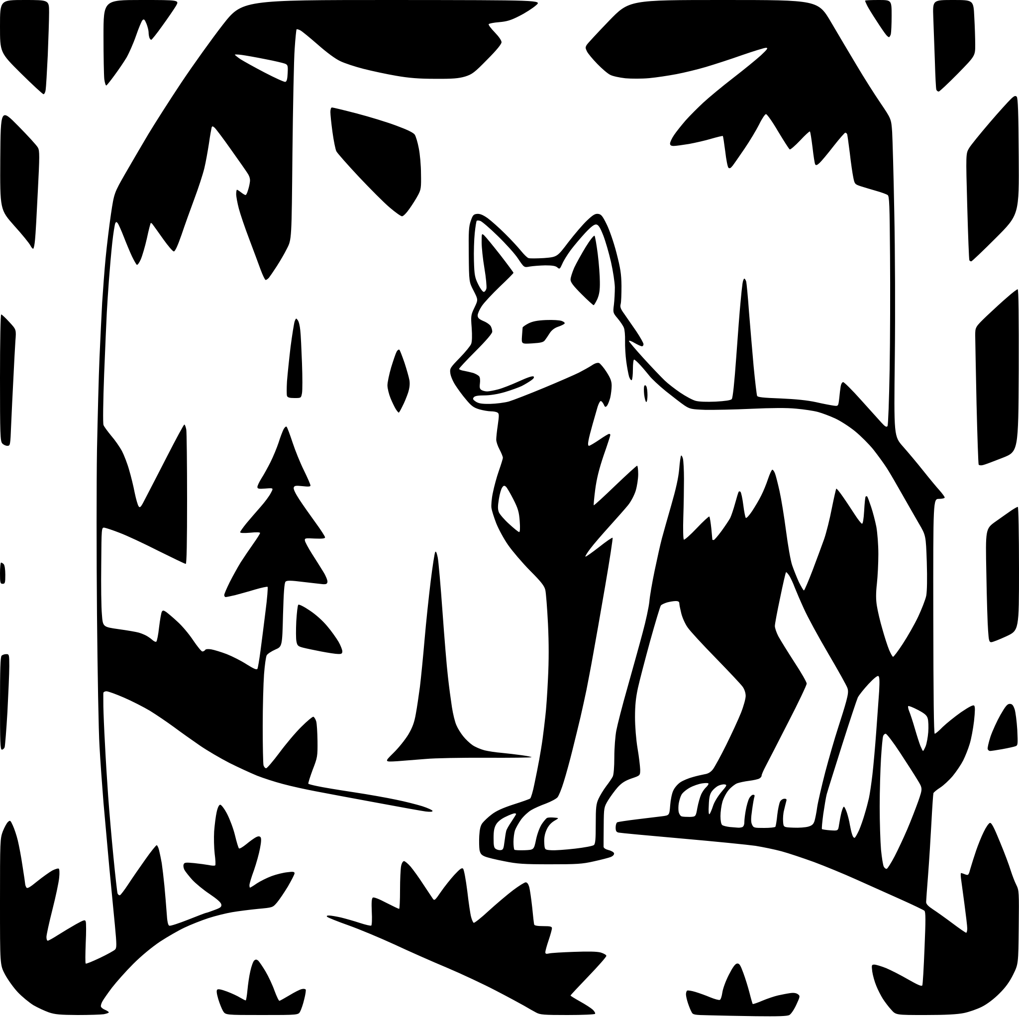 AI-generated SVG of a forest within a wolf silhouette