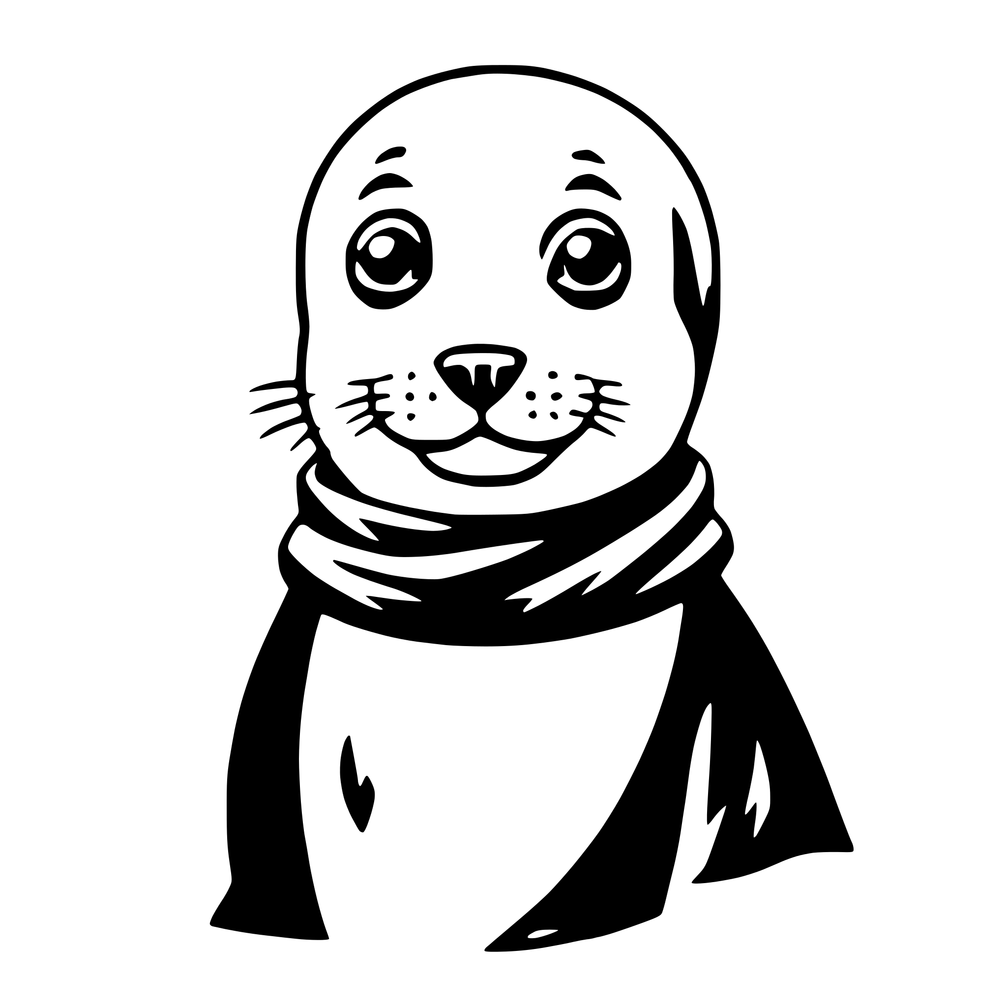 AI-generated SVG of 'seal with scarf'