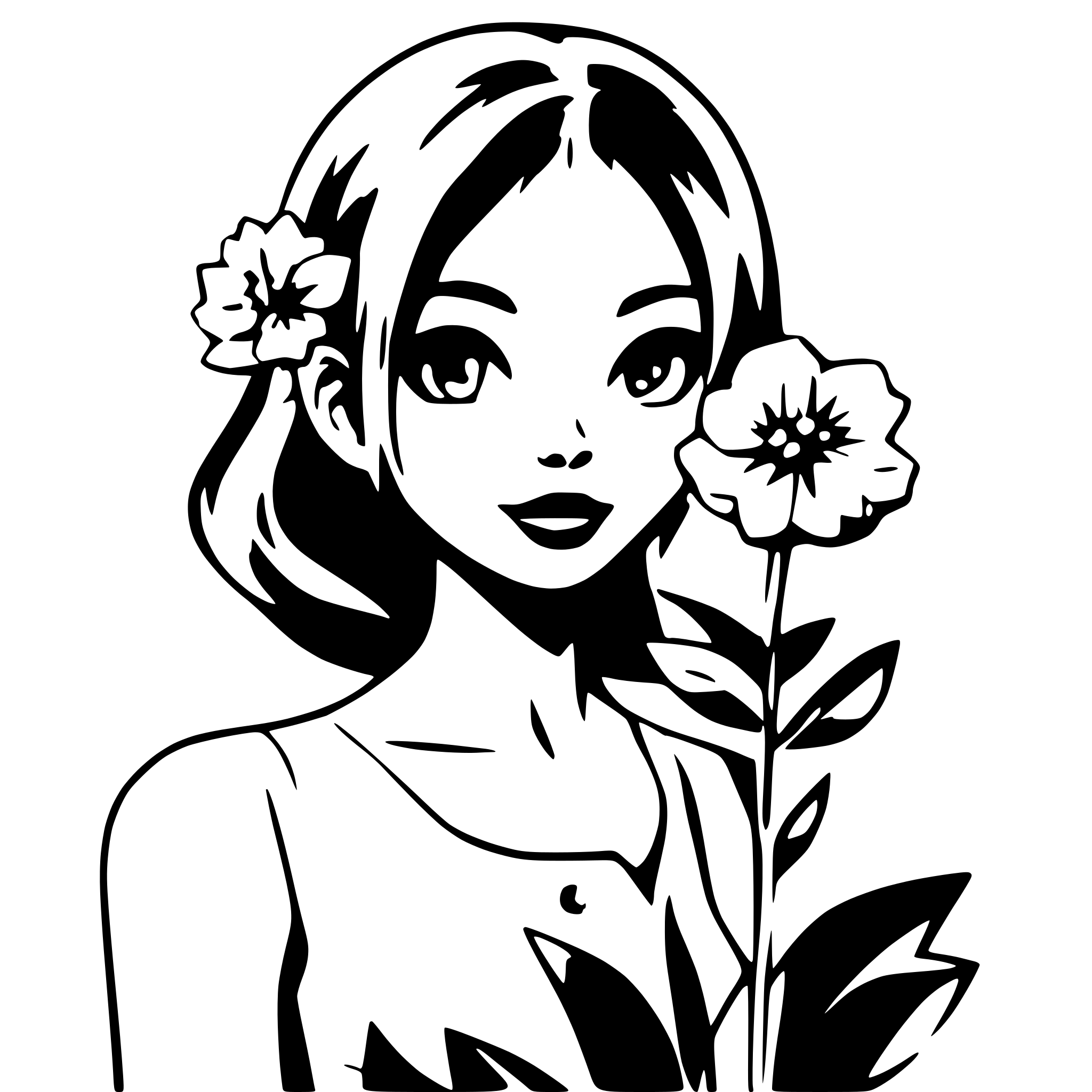 AI-generated SVG of 'girl with flower'