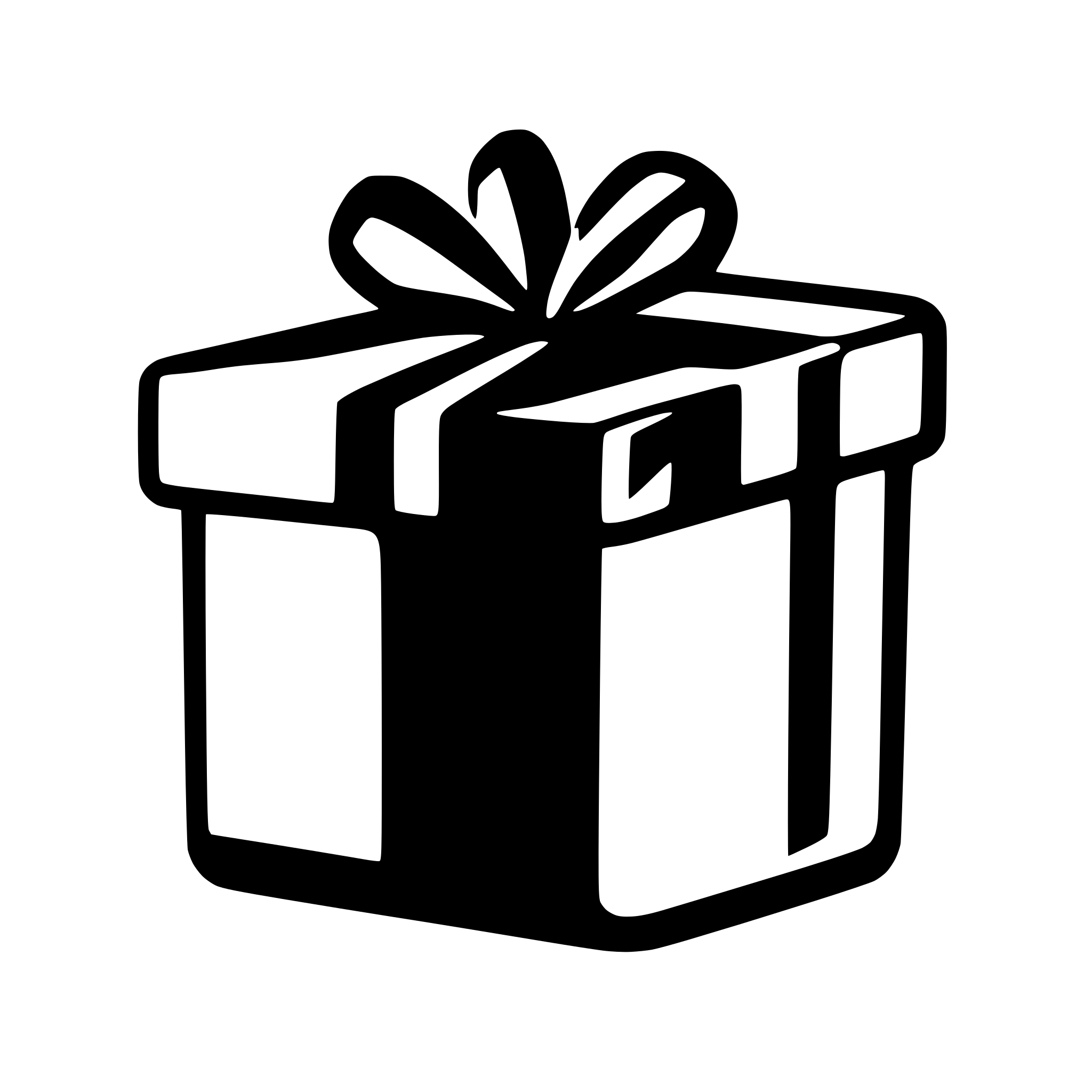 AI-generated SVG of 'a silhouette of a gift box black filled with a white background'