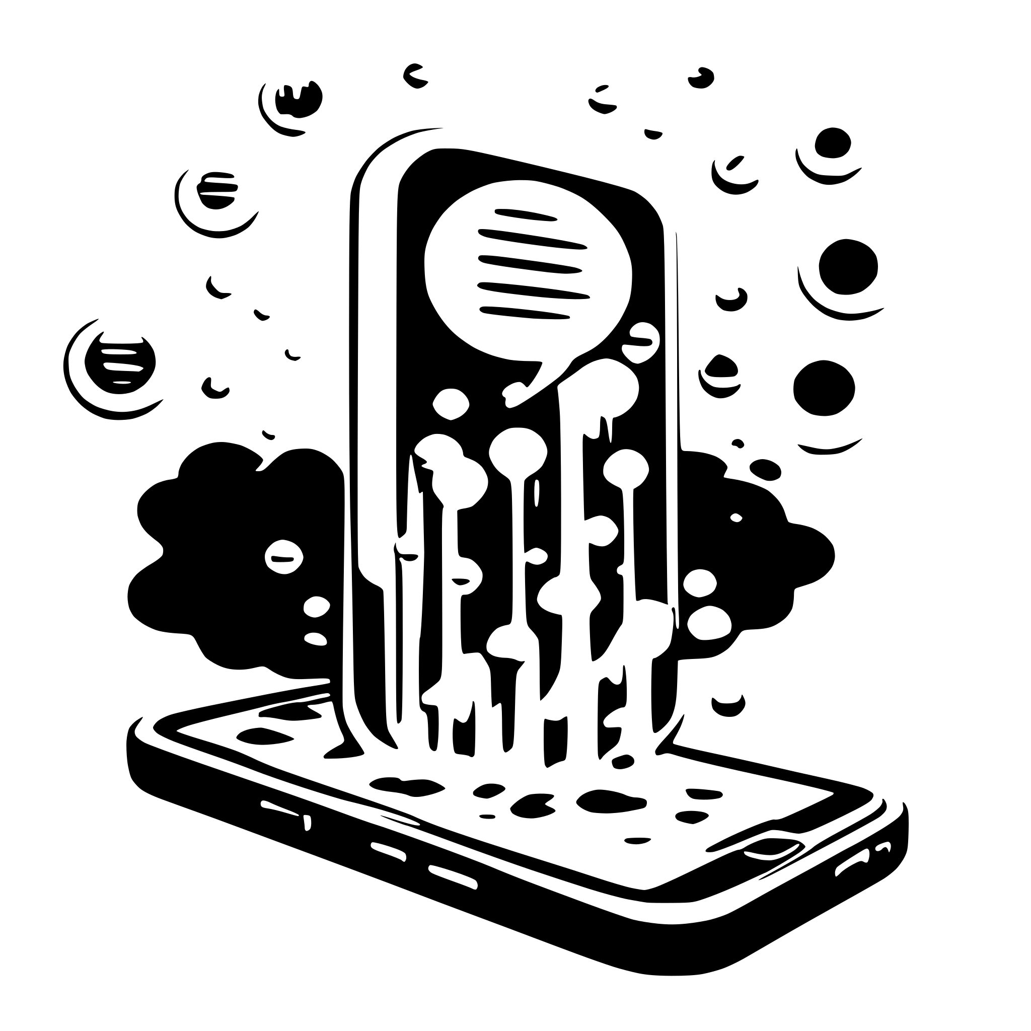 AI-generated SVG of 'A smartphone with notification bubbles popping up on the screen. LIKE in bubble show person icon'
