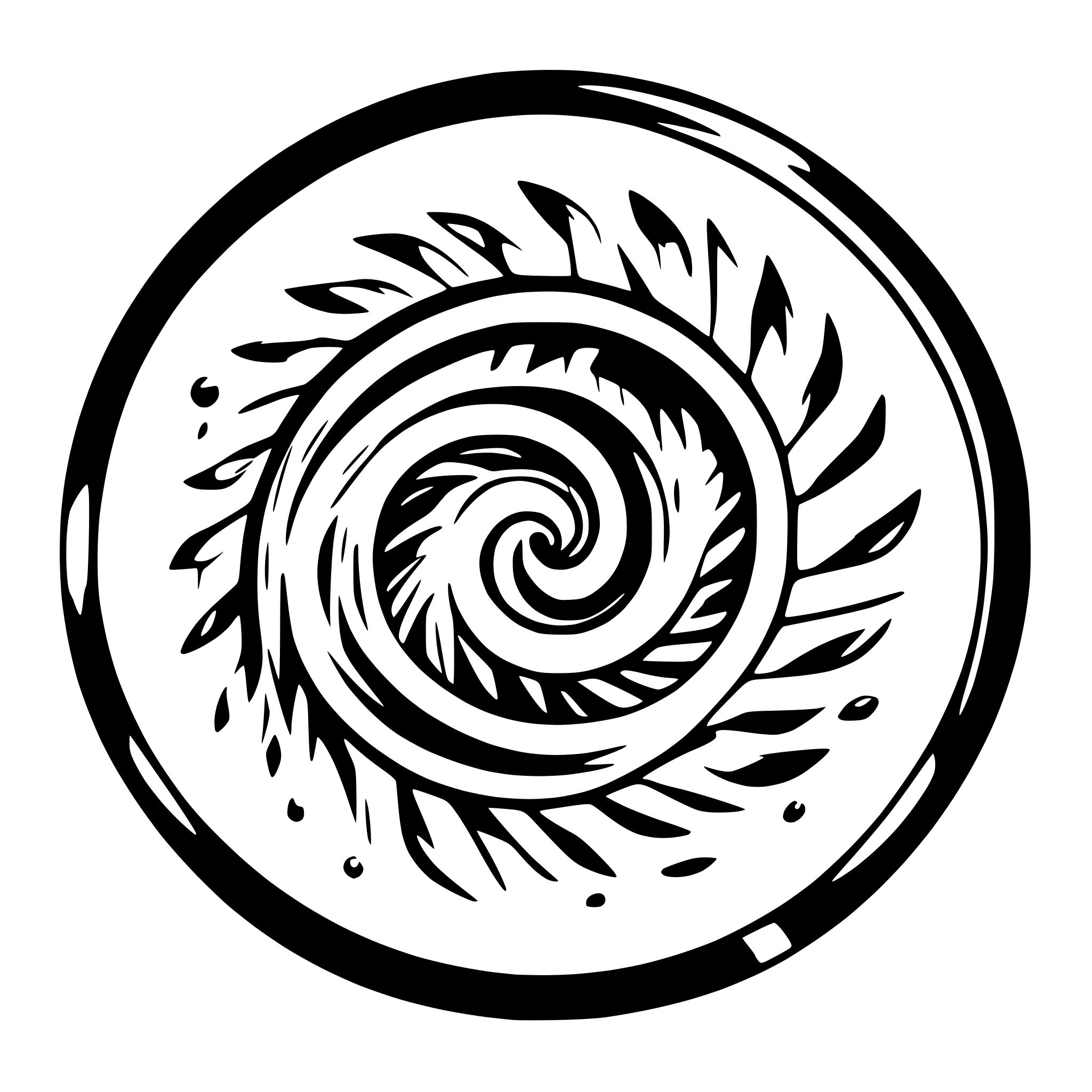 AI-generated SVG of a A swirling magical portal spirals inward to the center, giving the illusion of a dimensional vortex. The form consists of crisp spiral arms rotating clockwise from outside the portal. The entire portal radiates energy and motion, as if it’s pulsing with otherworldly power.
