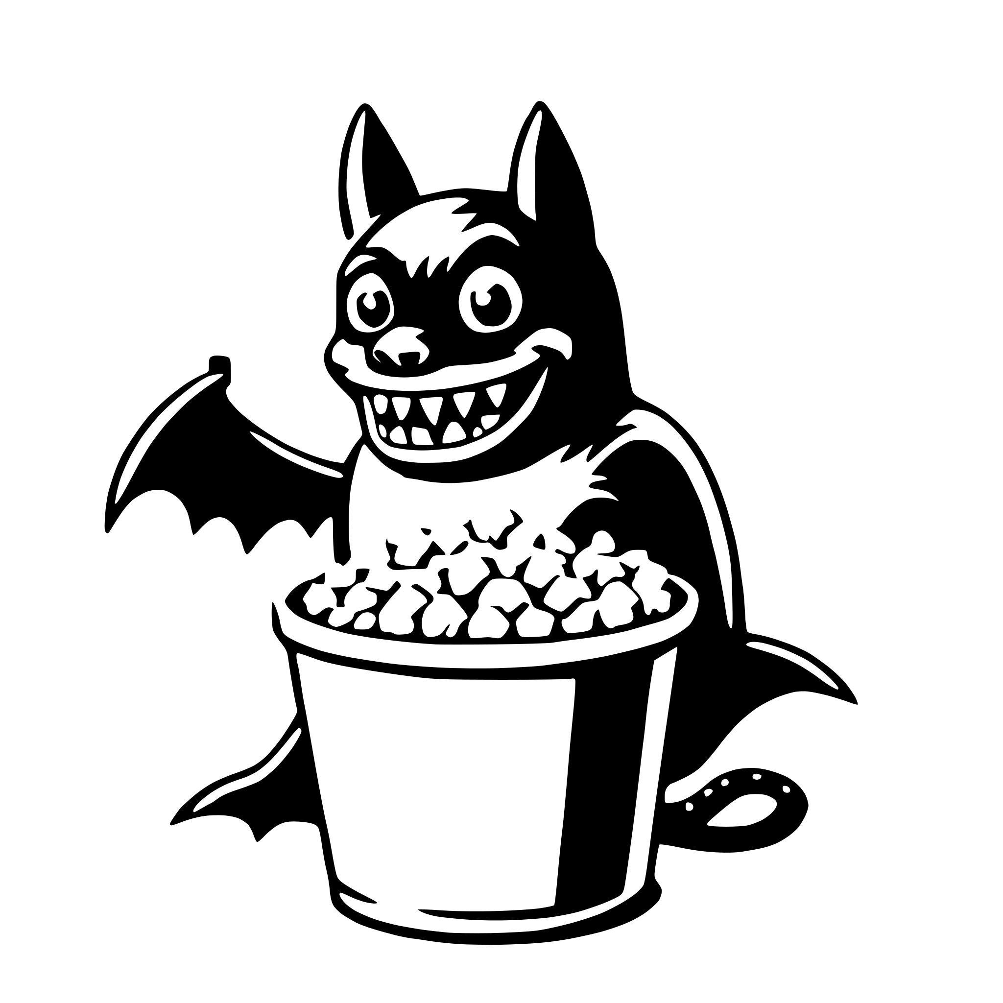 AI-generated SVG of 'bat with popcorn'