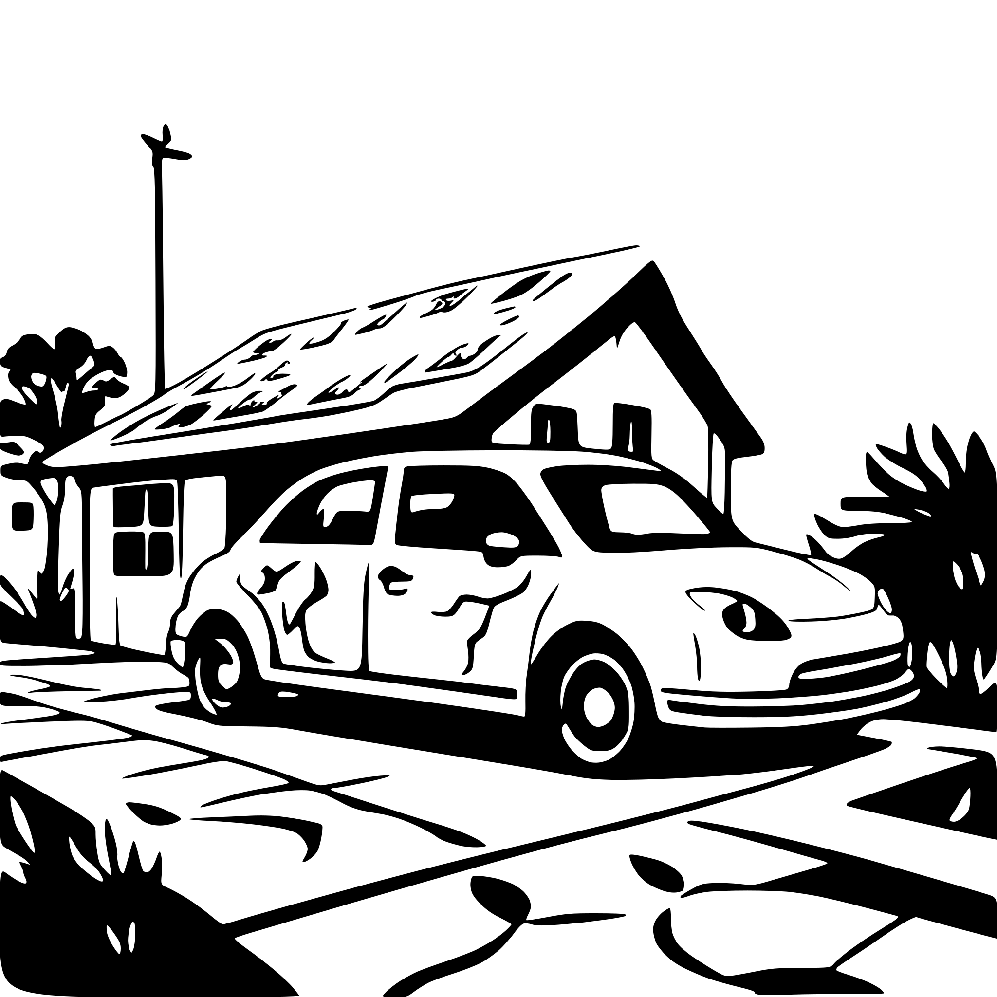 AI-generated SVG of a house and car powered by solar panels with chargers