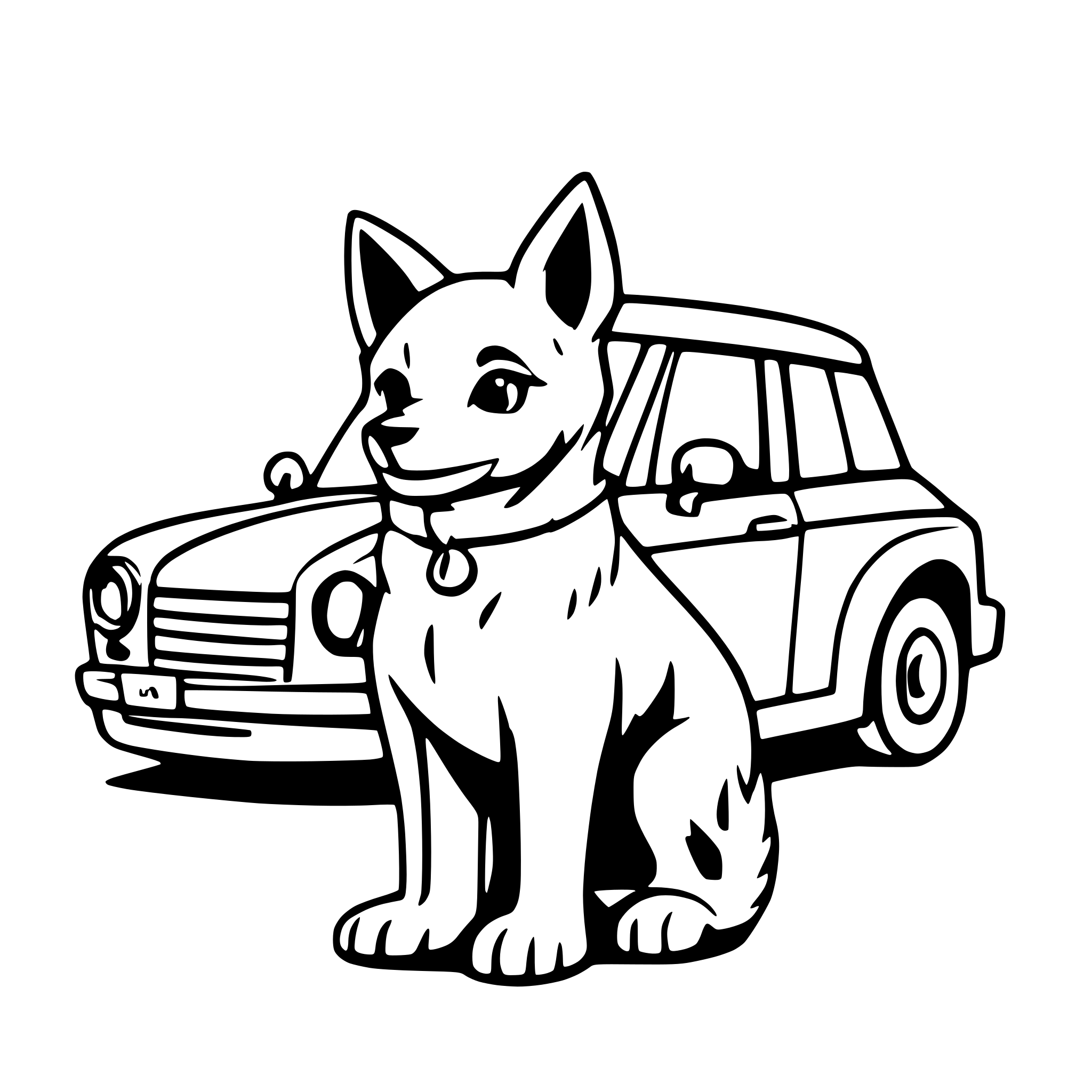 AI-generated SVG of a one dog and one car