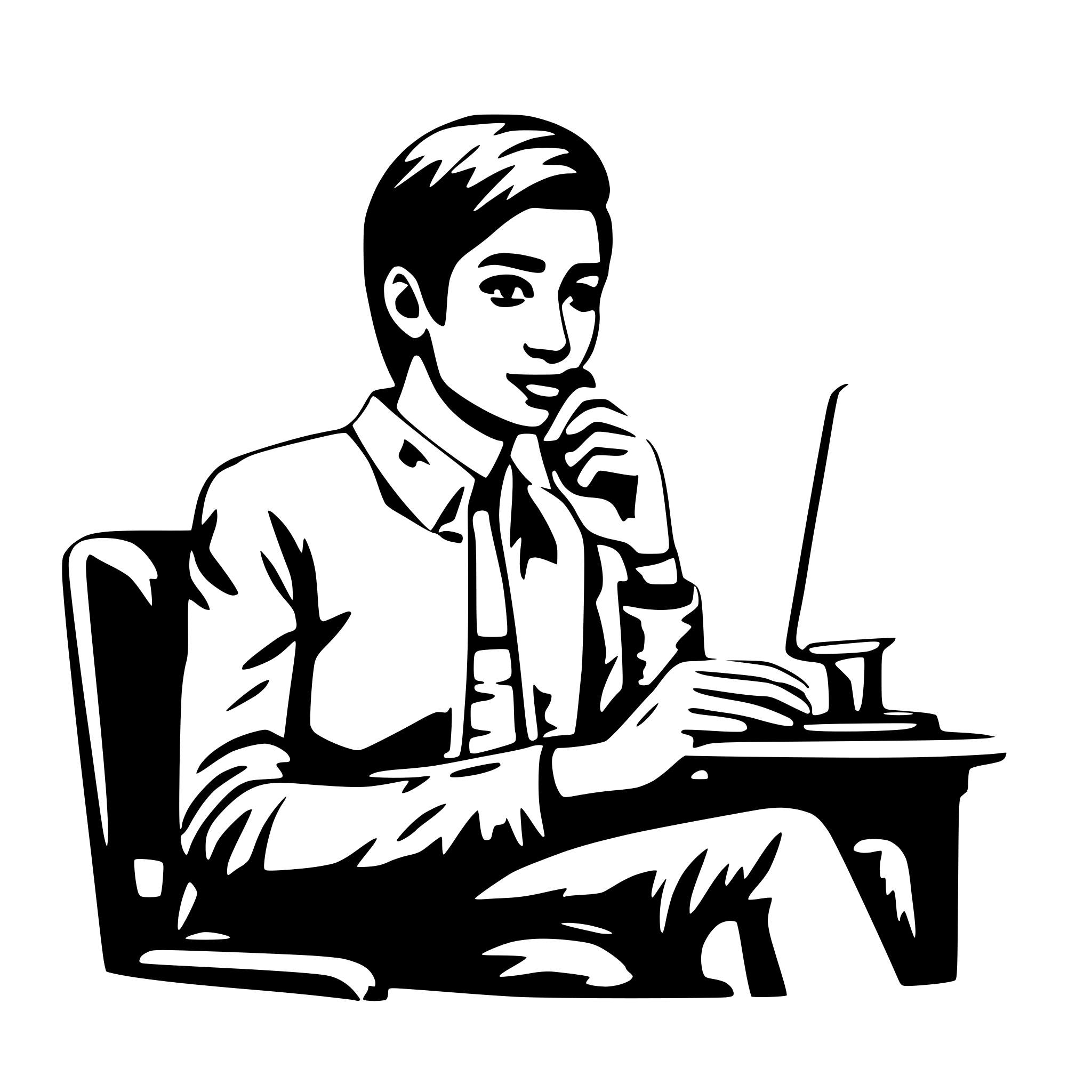 AI-generated SVG of a seseorang pria duduk di depan komputer dengan ekspresi bingung. AI-generated SVG of a seseorang pria duduk di depan komputer dengan ekspresi bingung.