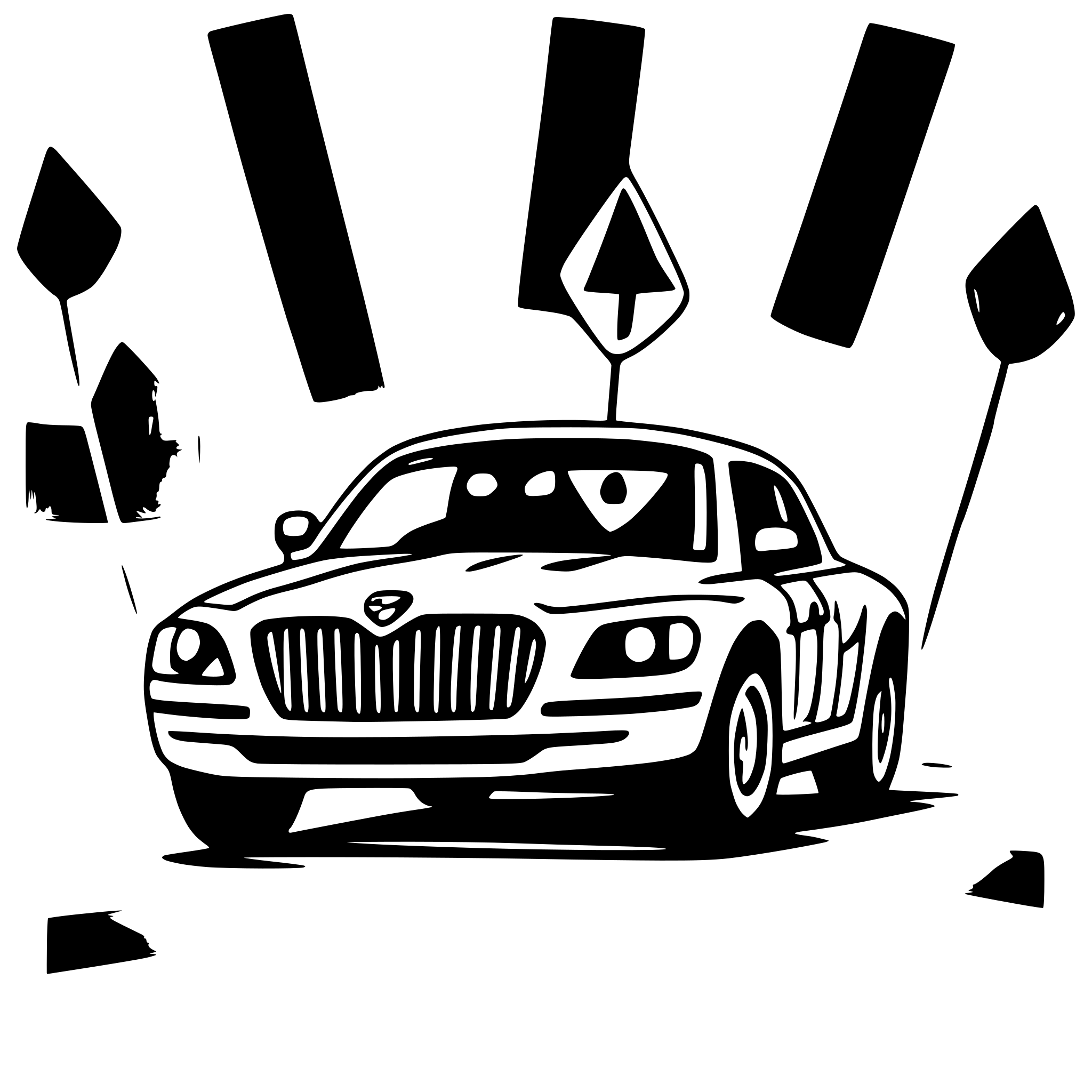 AI-generated SVG of a A BMW car driving through the finish line in a race.a little baby is standing right by the car and it looks like a racer with a litle cup in his hand  In the foreground, there is a classic race finish banner with the word 'ZIEL' written on it. The image is minimalistic, with no background, no shadows, and a clean, simple style.