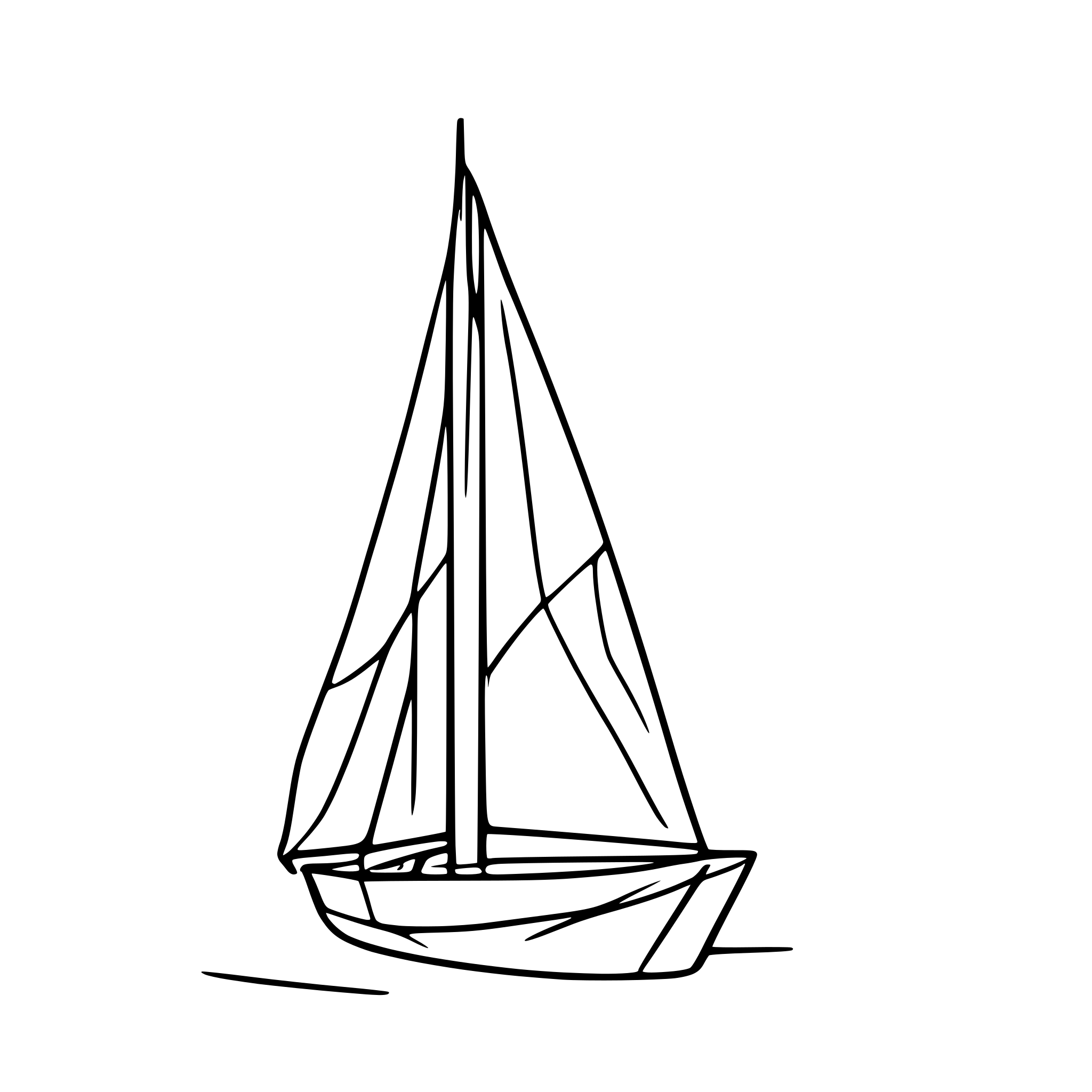 AI-generated SVG of 'minimalist sailboat, continuous line, no infill,  curved line drawing'