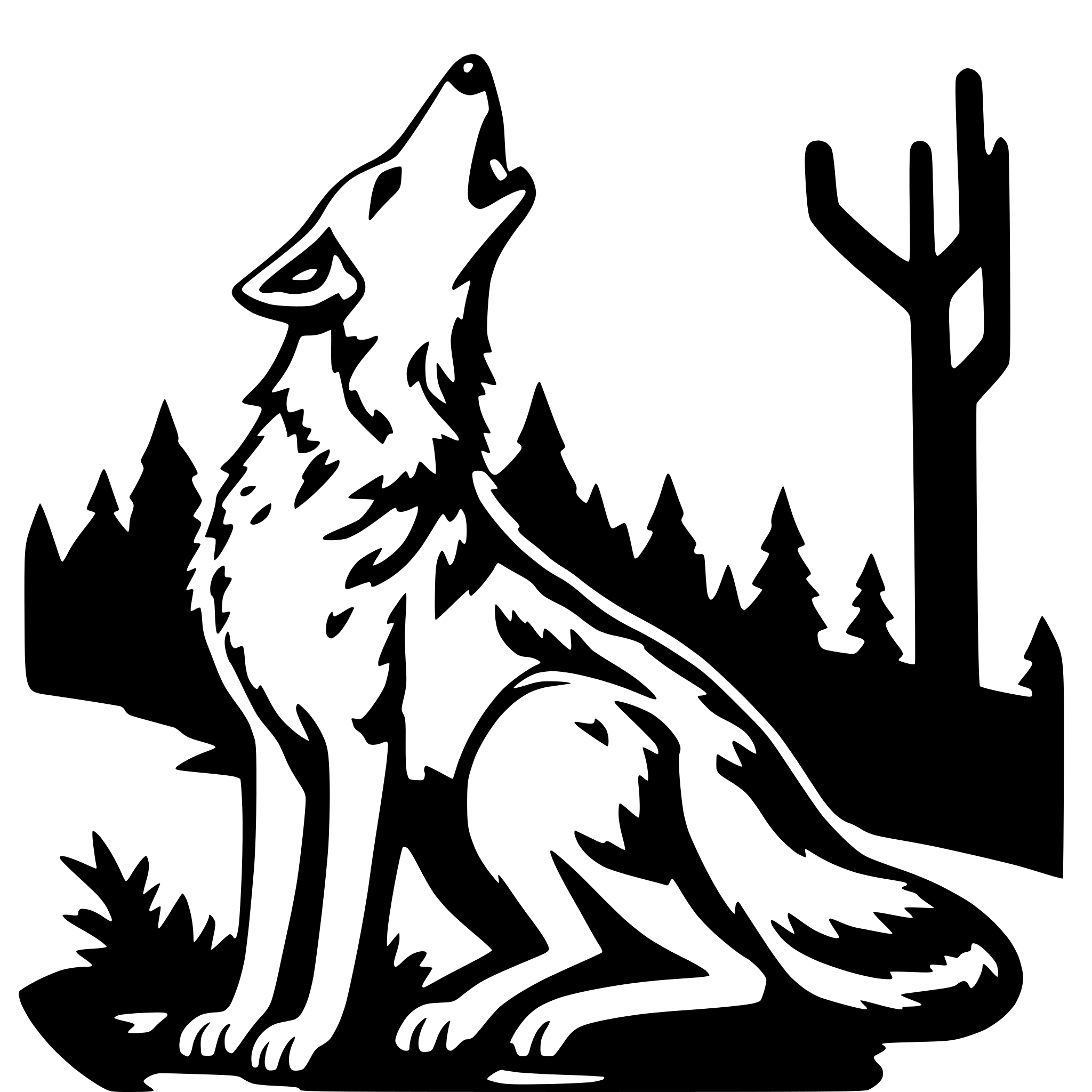 AI-generated SVG of a Coyote howling
