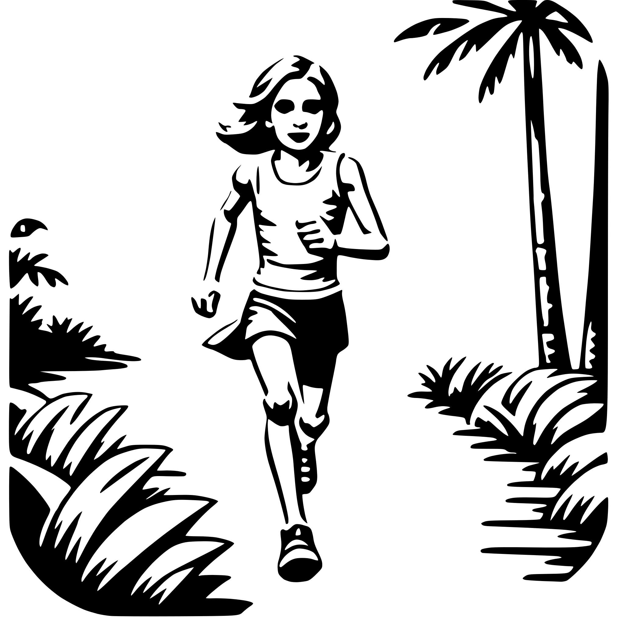 AI-generated SVG of 'running through jungle'