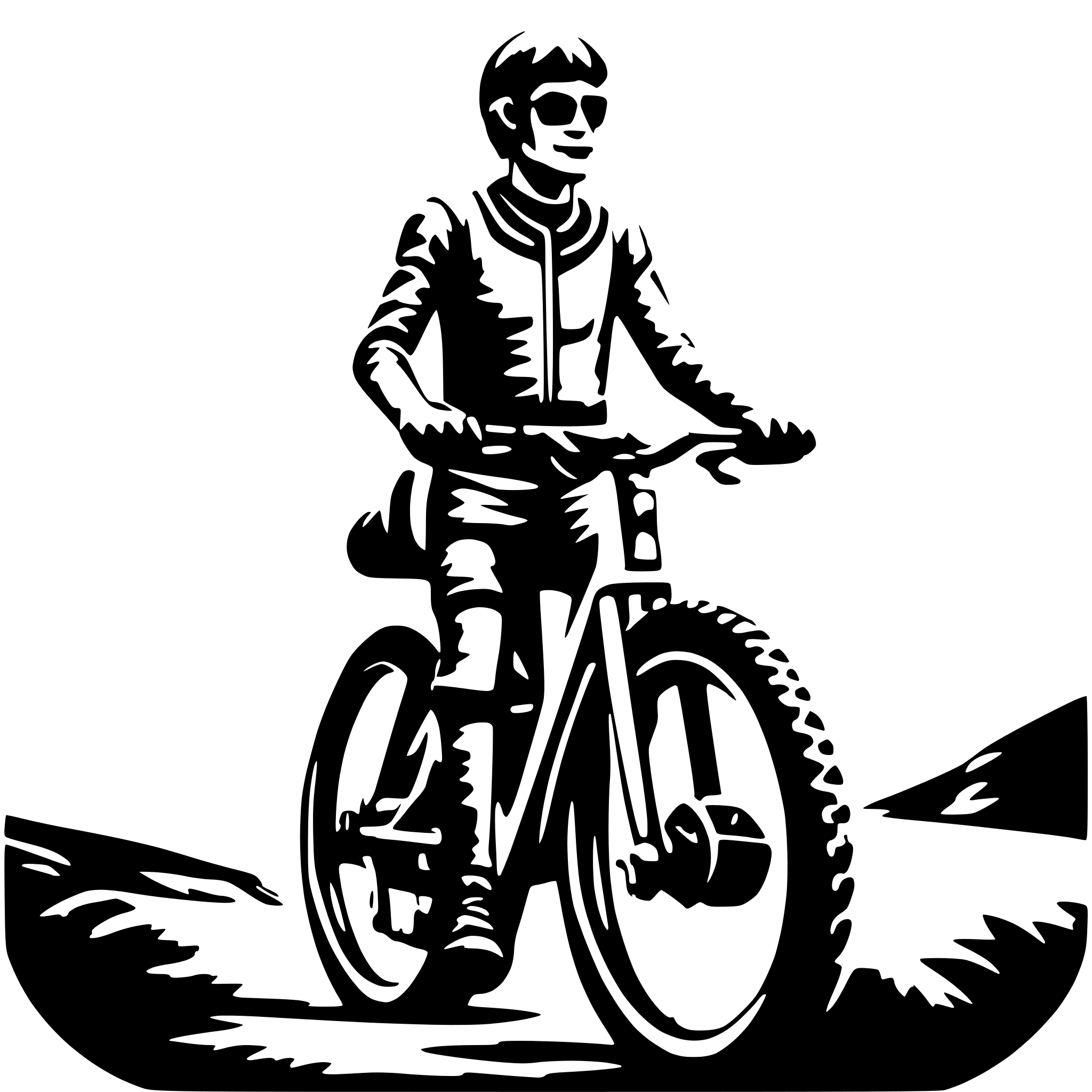 AI-generated SVG of a a man with MTB bike at moutains