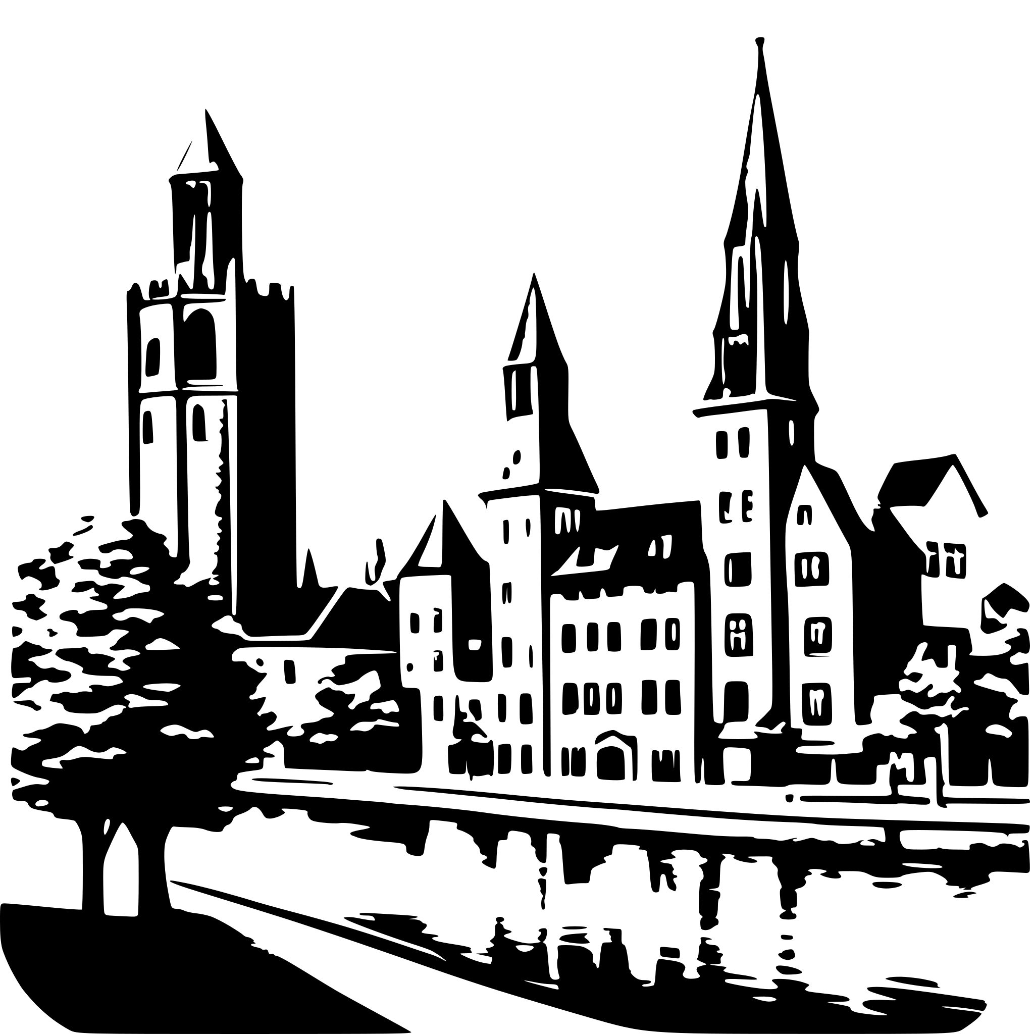 AI-generated SVG of a City of Ulm, Germany in 1879, with classic buildings and small-town atmosphere in the 19th century