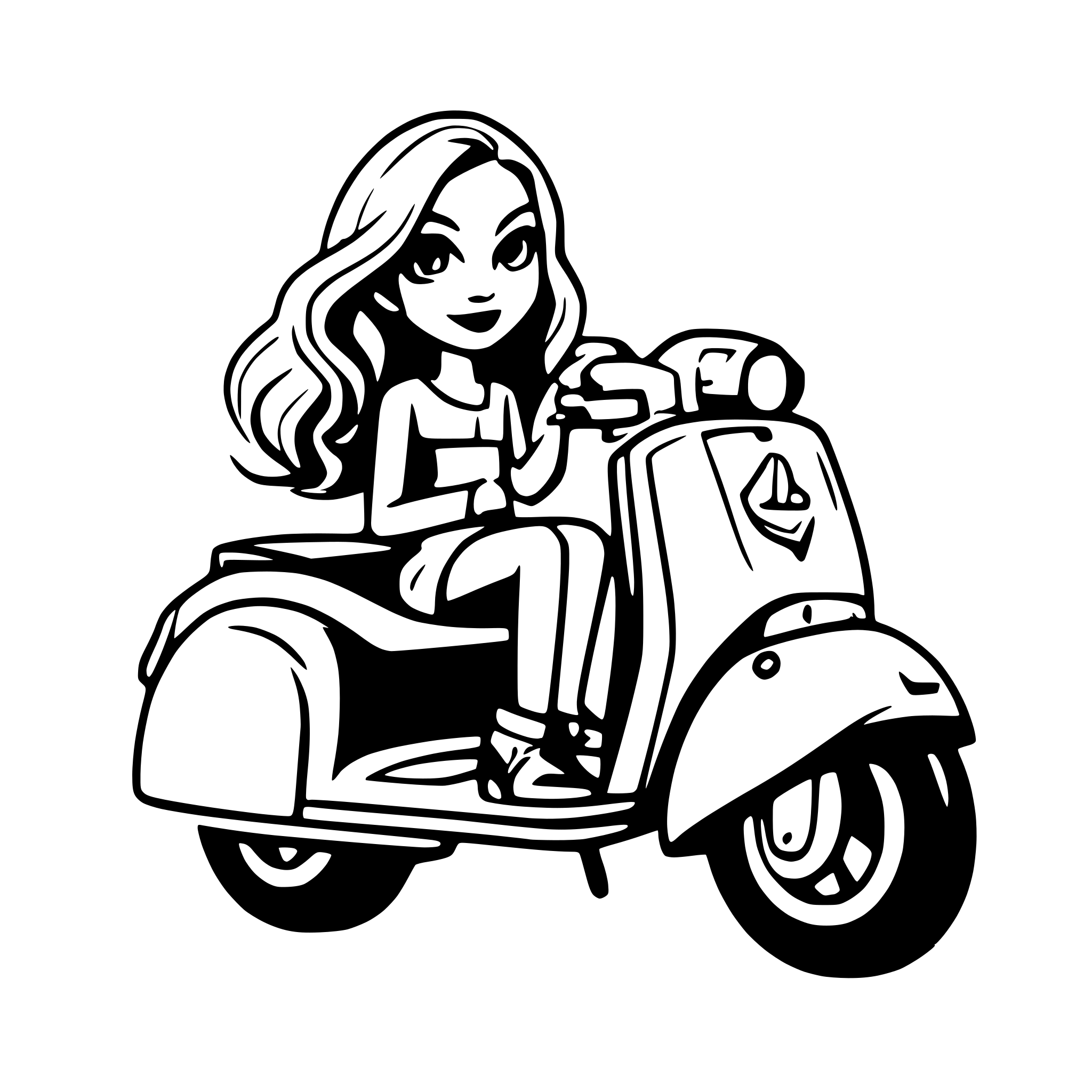 AI-generated SVG of a Shoulderlong Hair Iris on a vespa Numbers 40