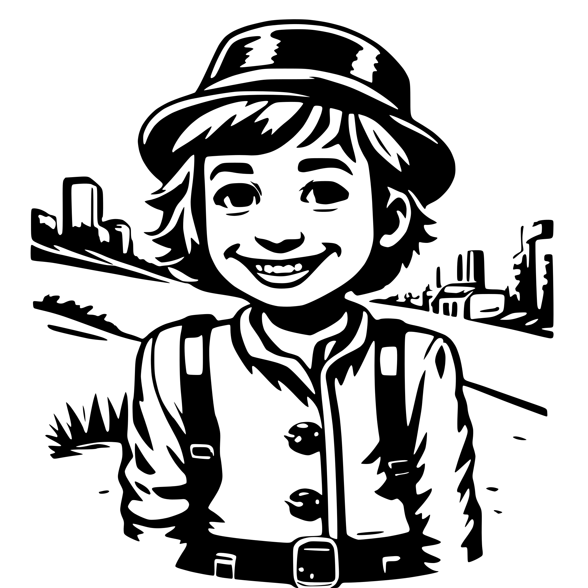 AI-generated SVG of a Create a prompt to generate an AI image for a travel application featuring a boy traveling the world with a happy face.