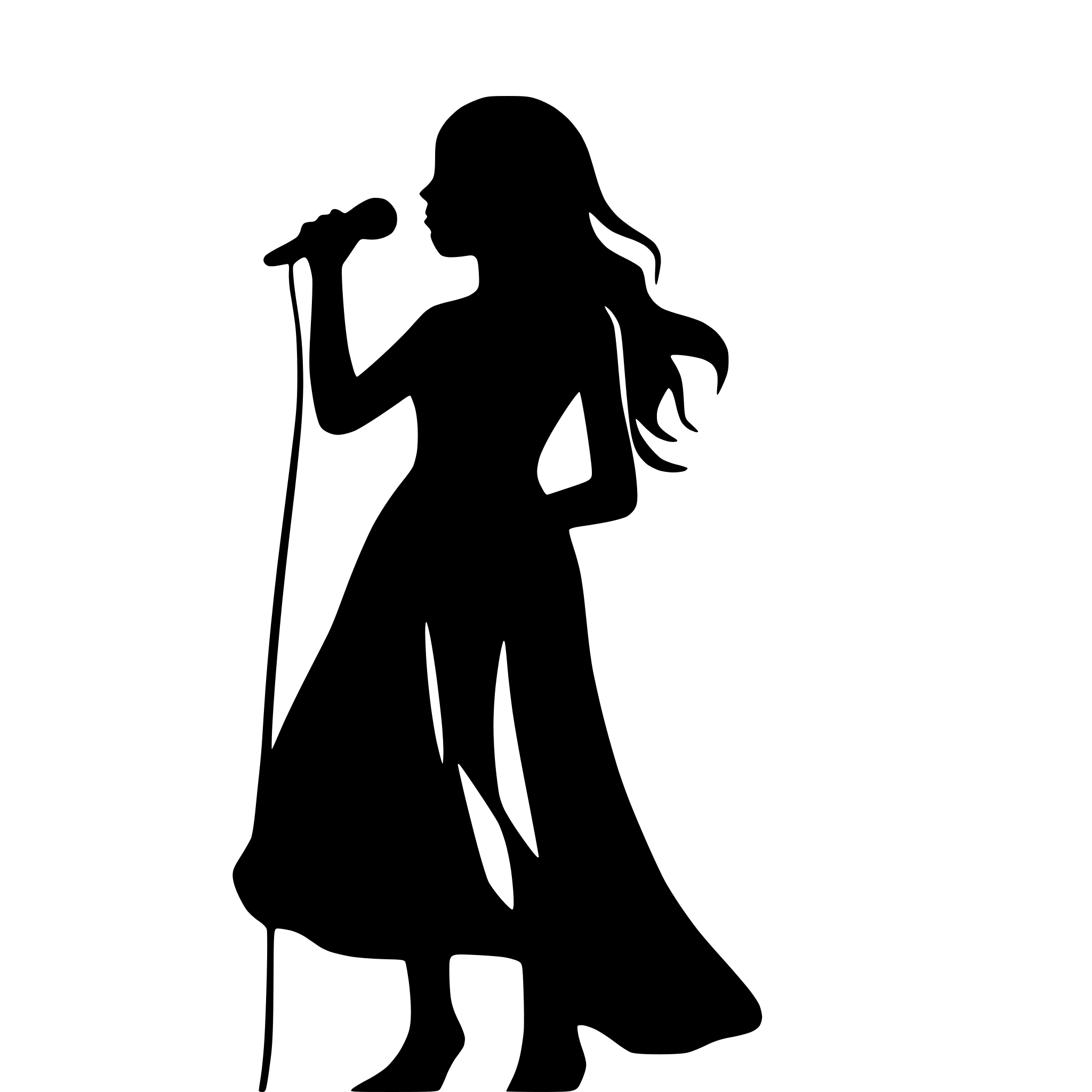 AI-generated SVG of a singing woman silhouette turned to the right side with microphone