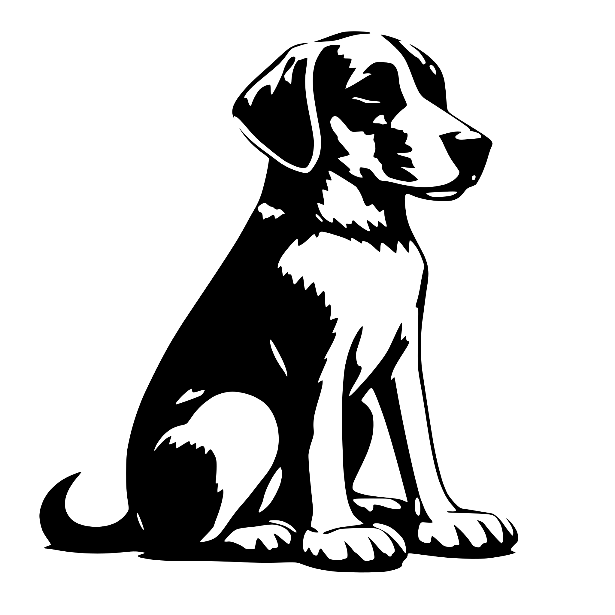 AI-generated SVG of 'A simple side profile of a dog with paws. Can be use for medical schema. Not sit'