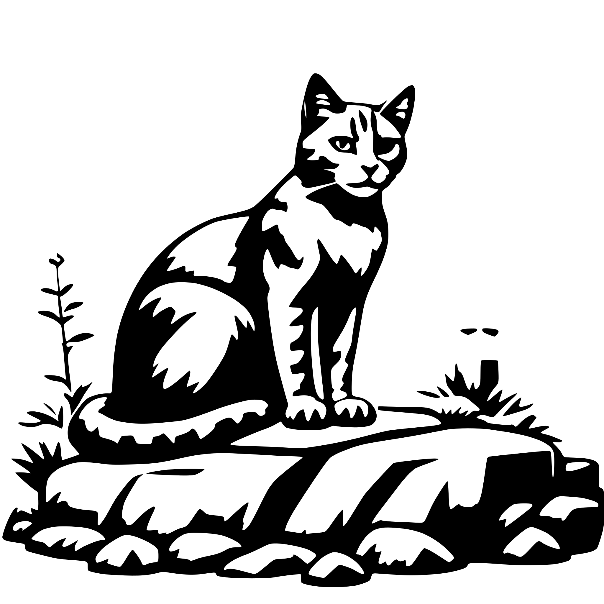 AI-generated SVG of a cat sitting on rock