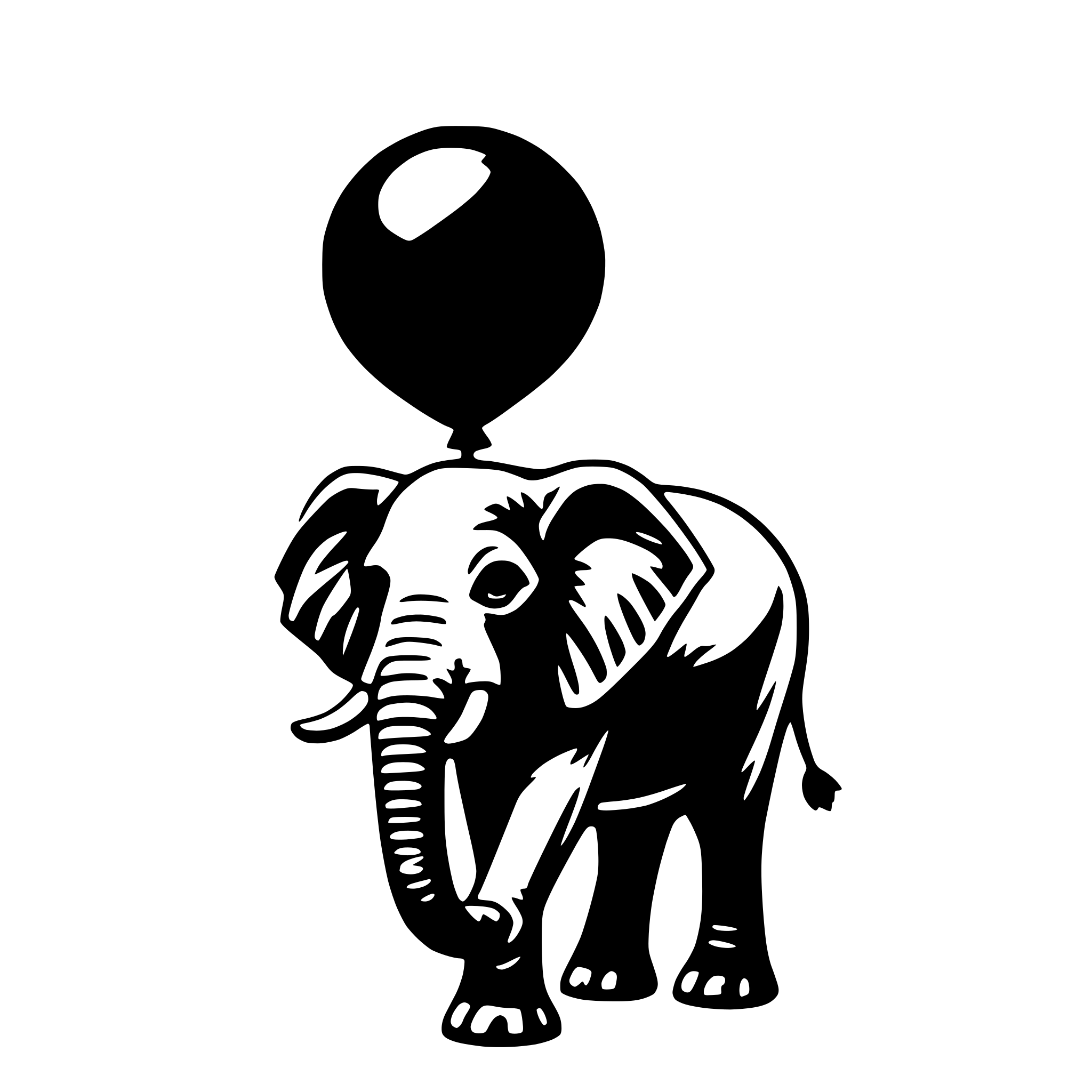 AI-generated SVG of a elephant with balloon