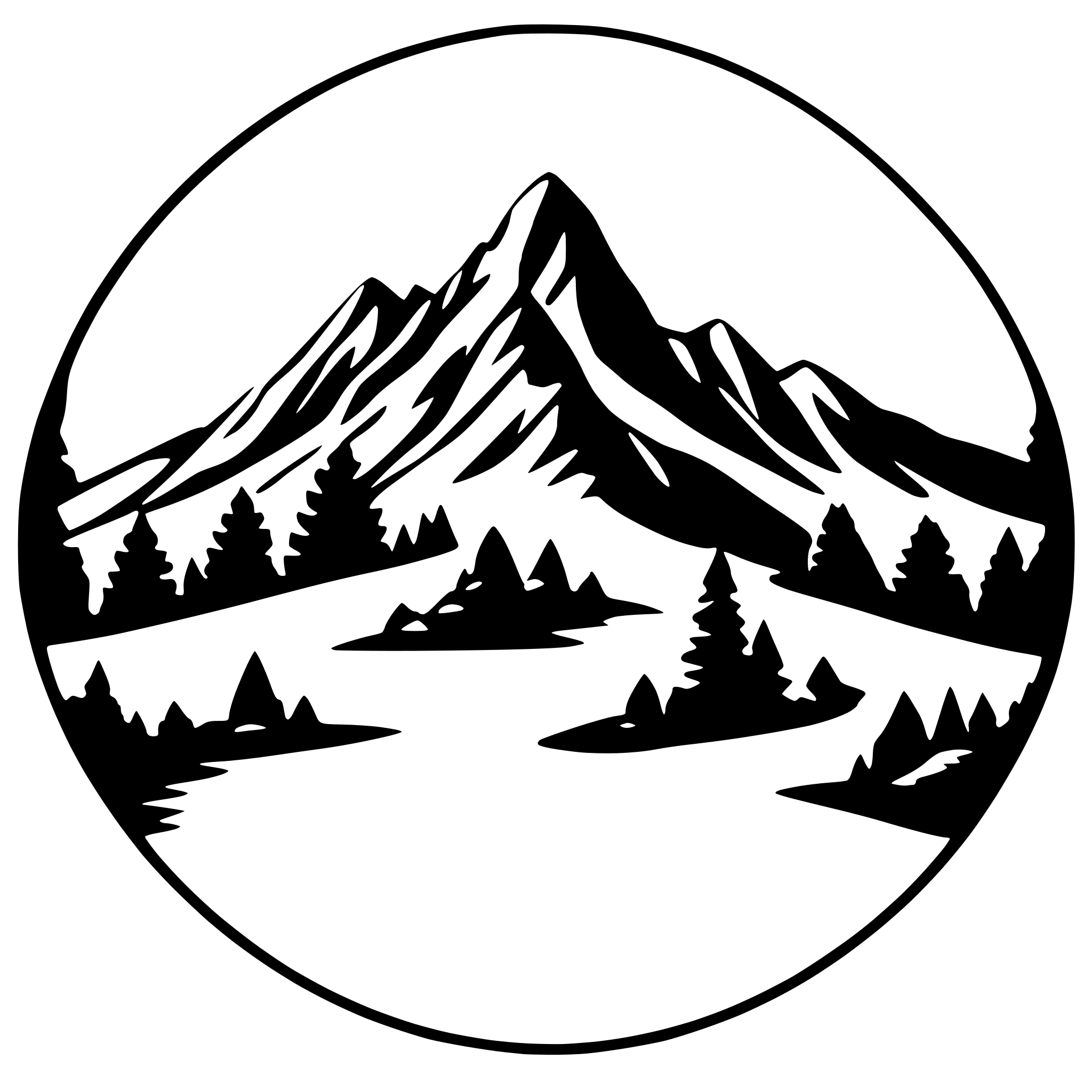 AI-generated SVG of a mountain in a circle