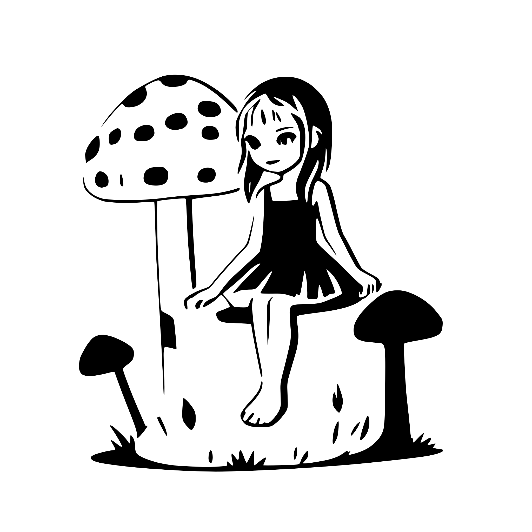 AI-generated SVG of 'fairy sitting on a toadstool'