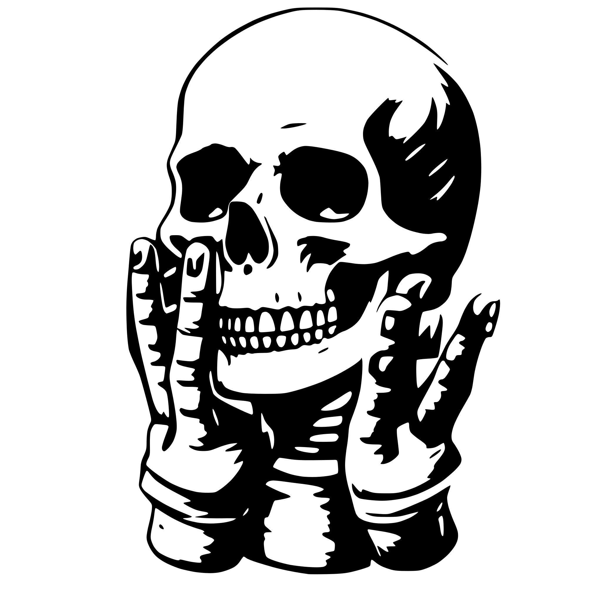 AI-generated SVG of 'skull hand pray'