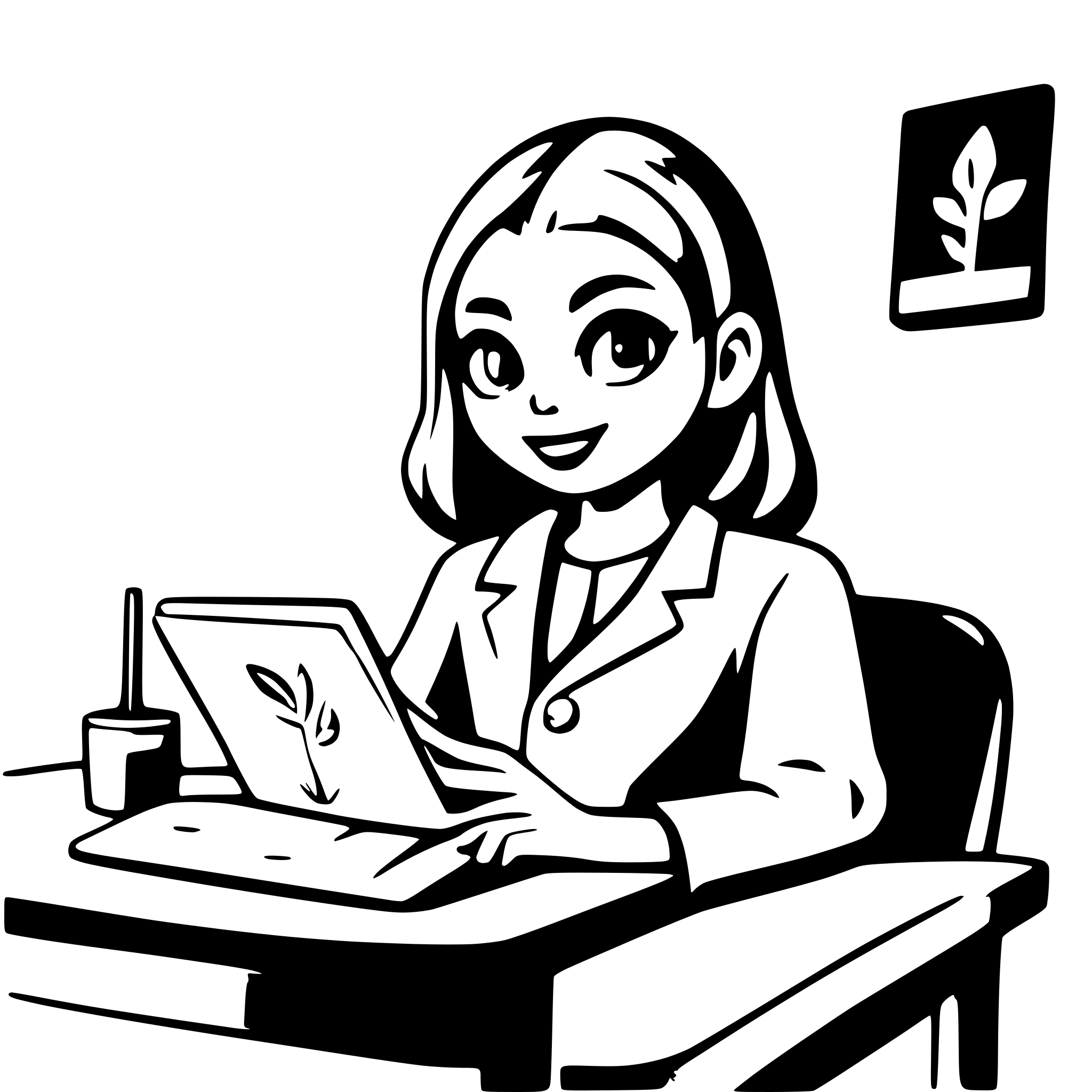 AI-generated SVG of a a student doing research in a class