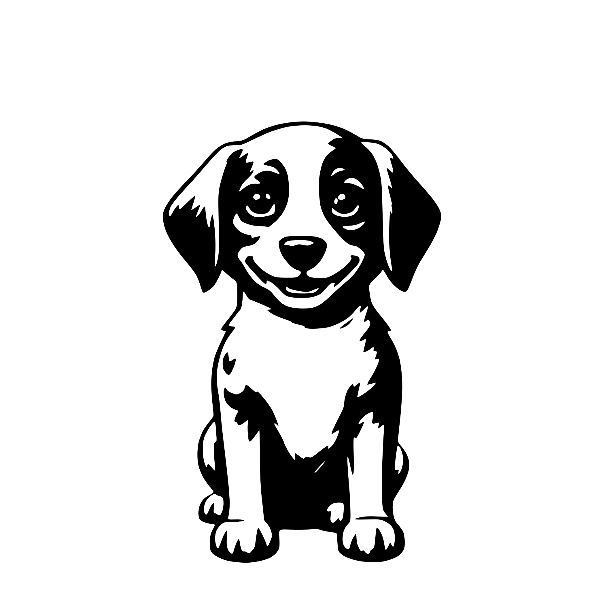 AI-generated SVG of a a spritesheet of a smiling puppy from all direction