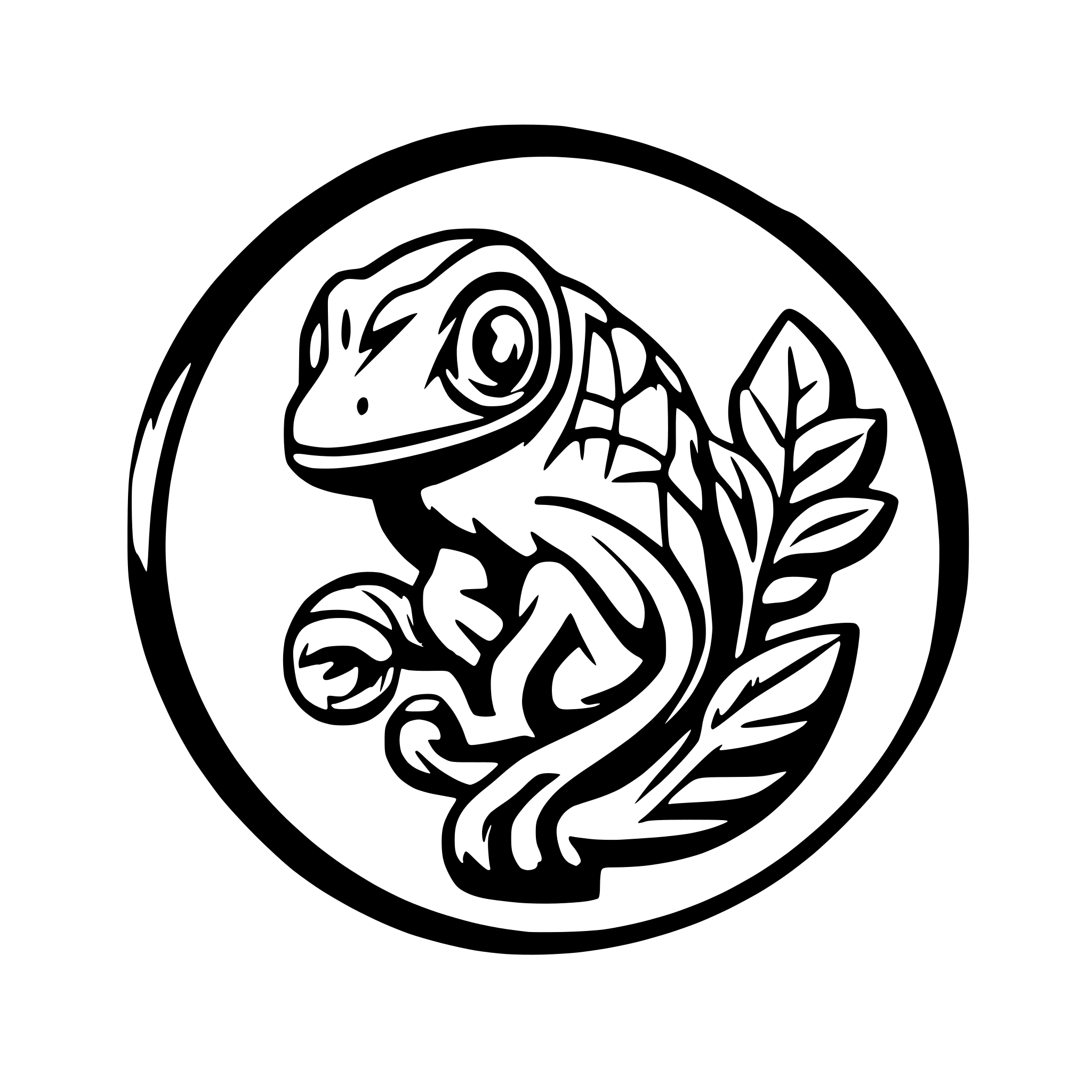 AI-generated SVG of 'chameleon with spray cans'