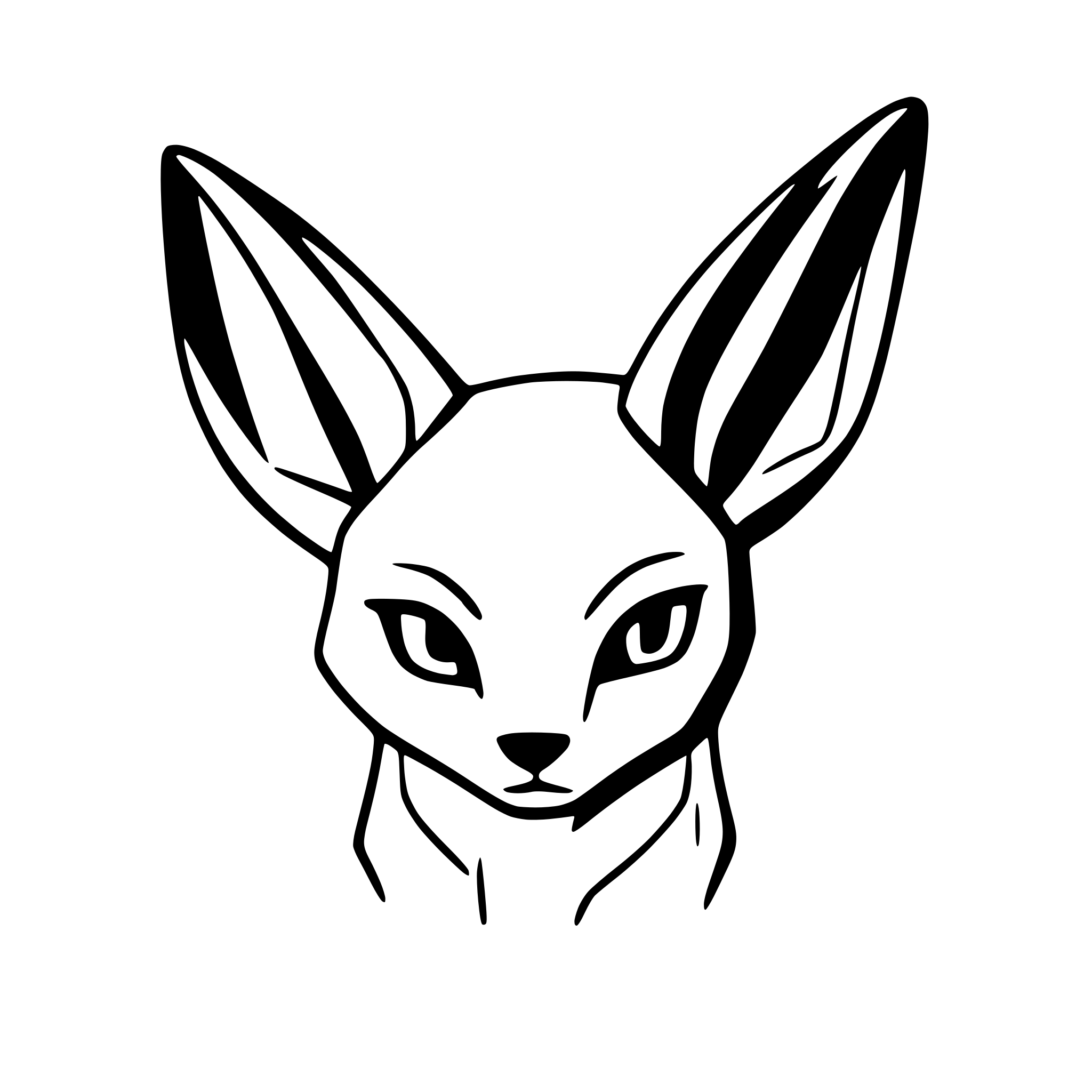 AI-generated SVG of a serious fennec fox head outline