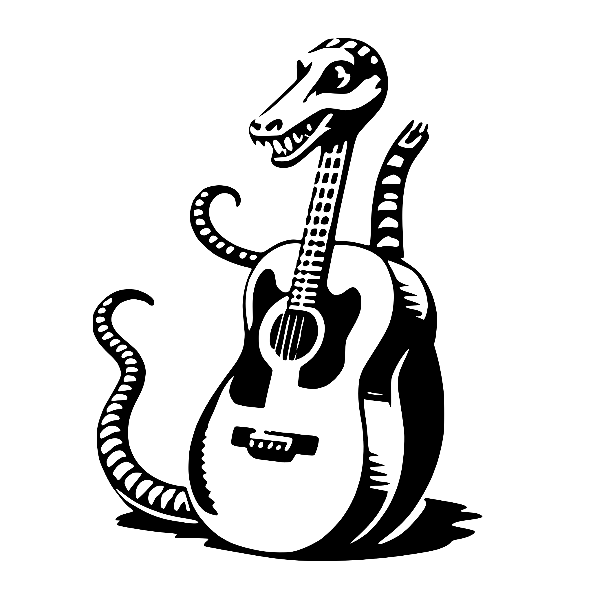 AI-generated SVG of a rattlesnake with guitar