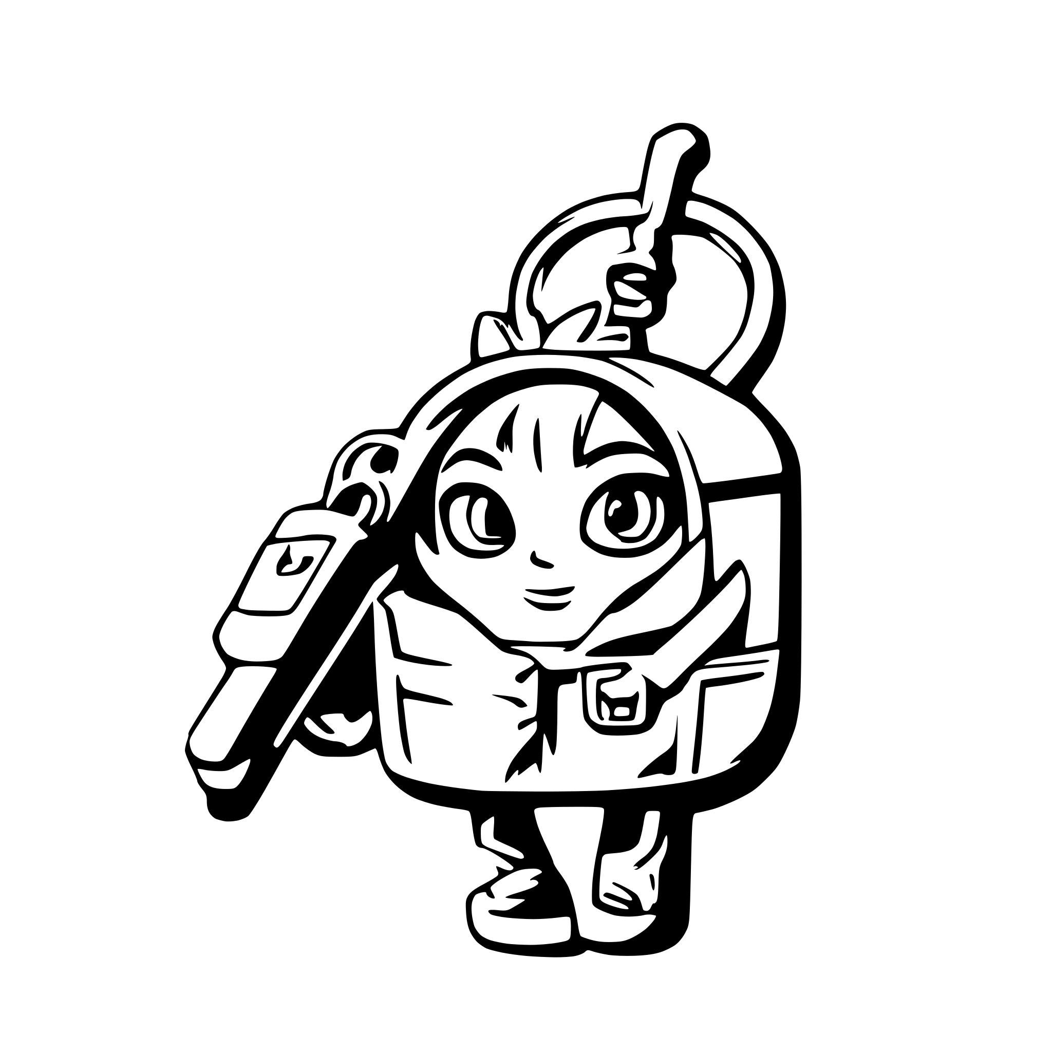 AI-generated SVG of 'Minion carrying a keychain'