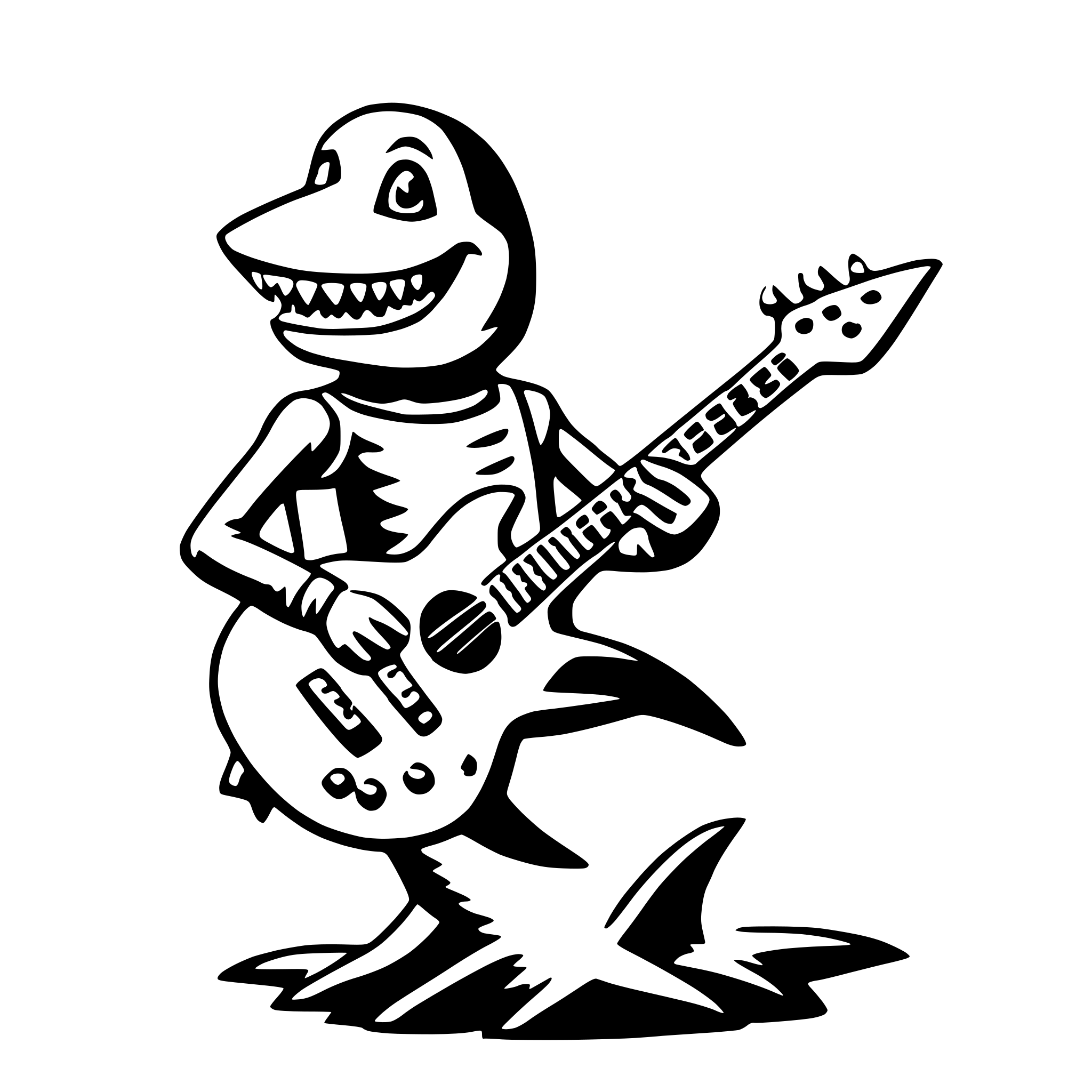 AI-generated SVG of 'shark with guitar'