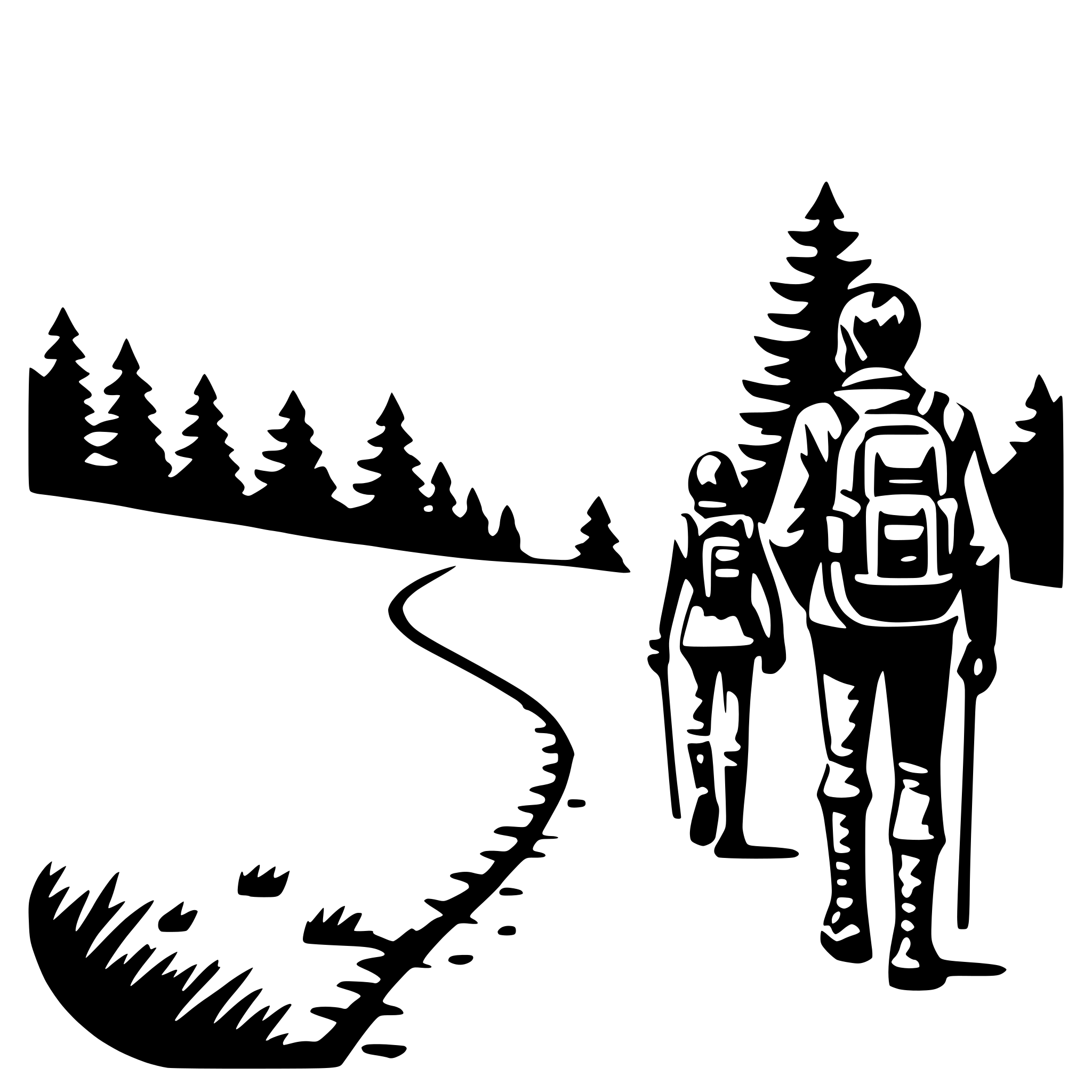 AI-generated SVG of a high-altitude hiking