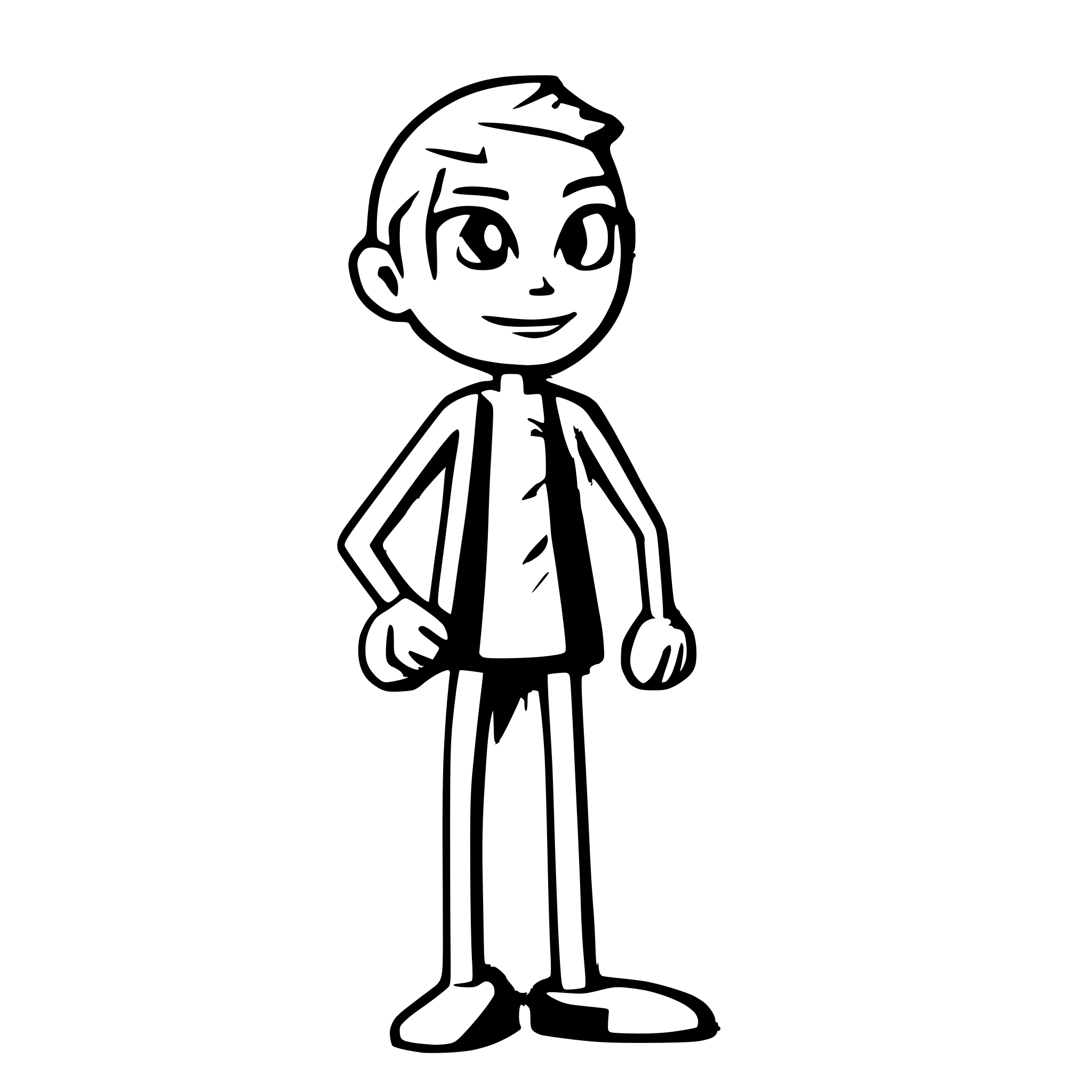 AI-generated SVG of a A stickman that stands still with arms at its sides, looking straight ahead calmly.