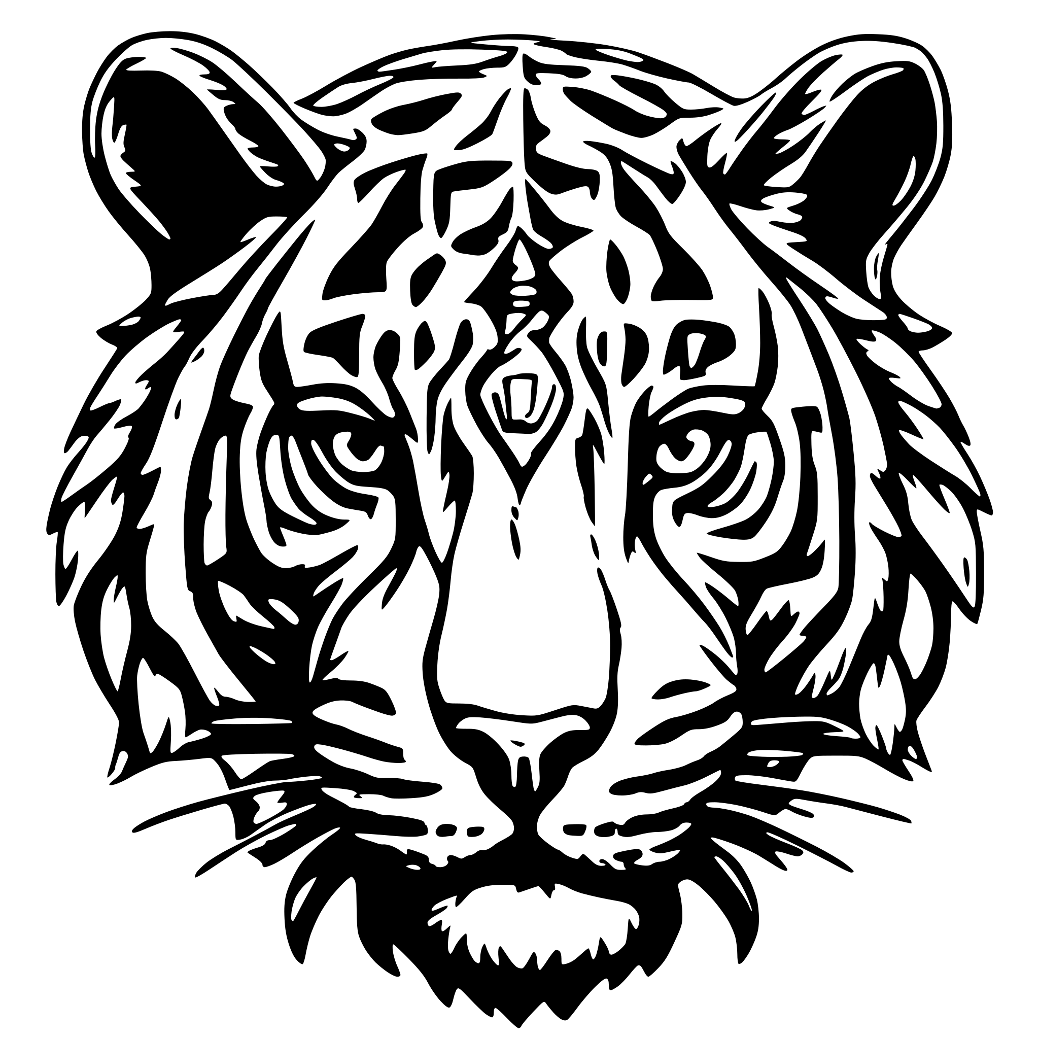 AI-generated SVG of 'picasso style of a tiger head'