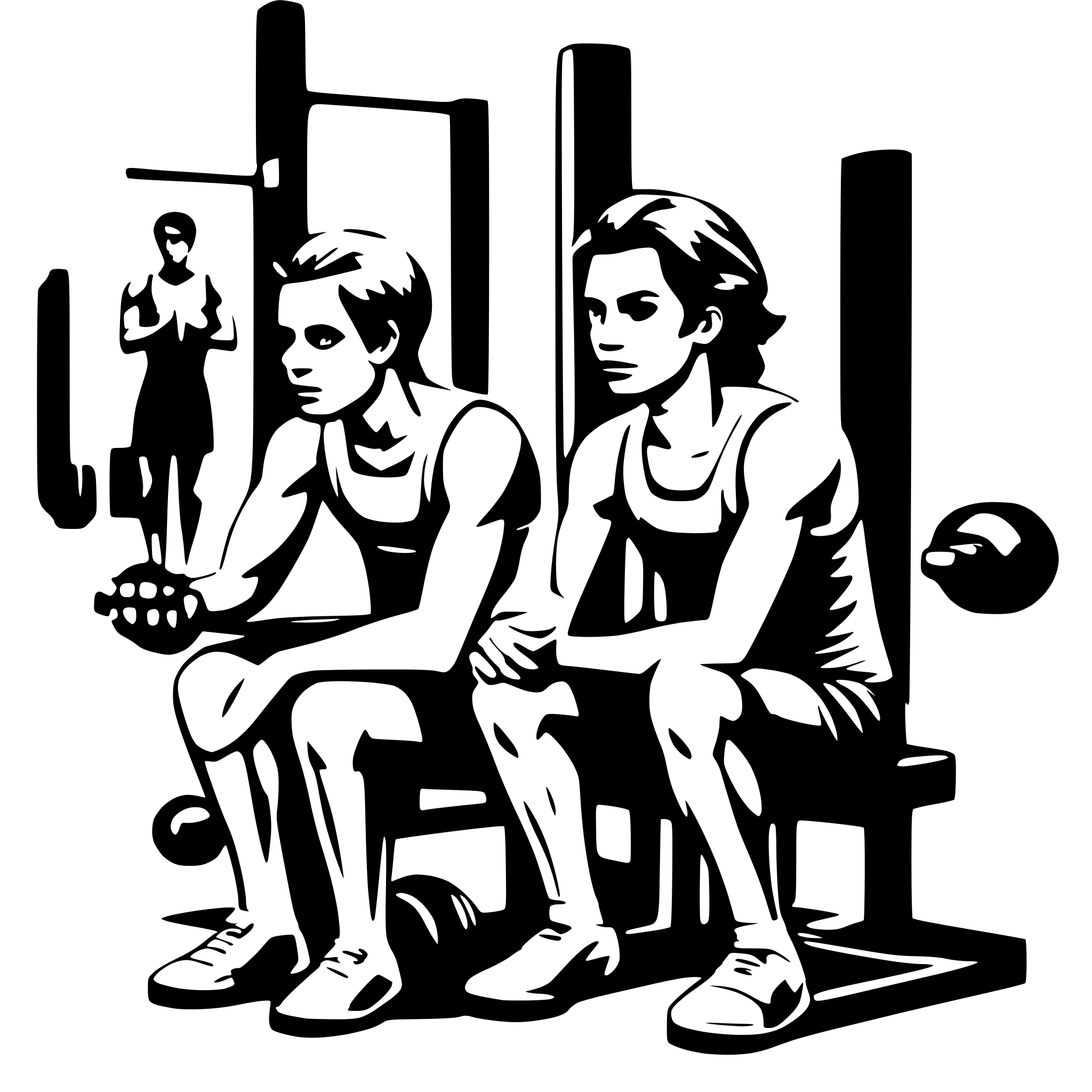 AI-generated SVG of a weak men in gym