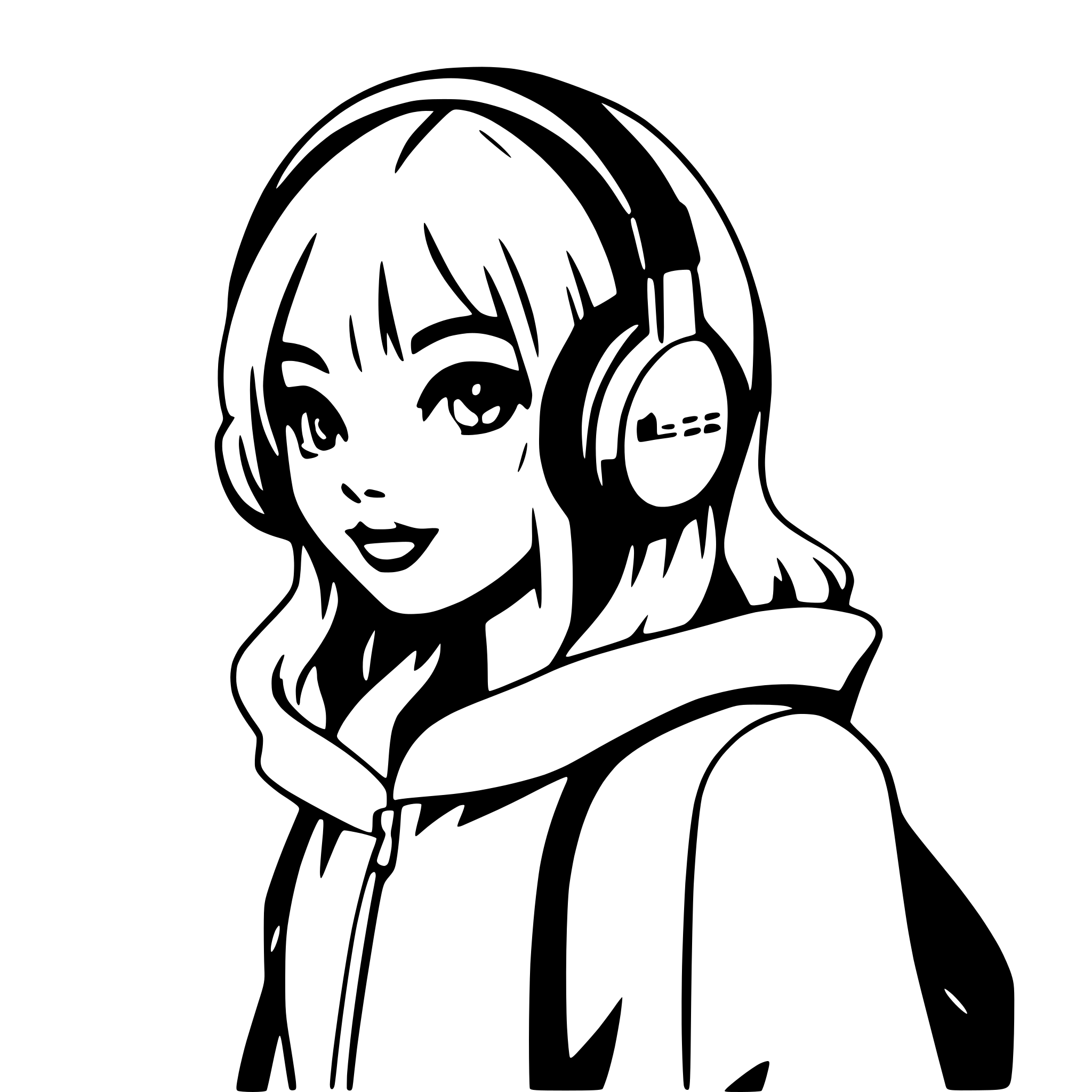 AI-generated SVG of 'girl with oversized headphones'
