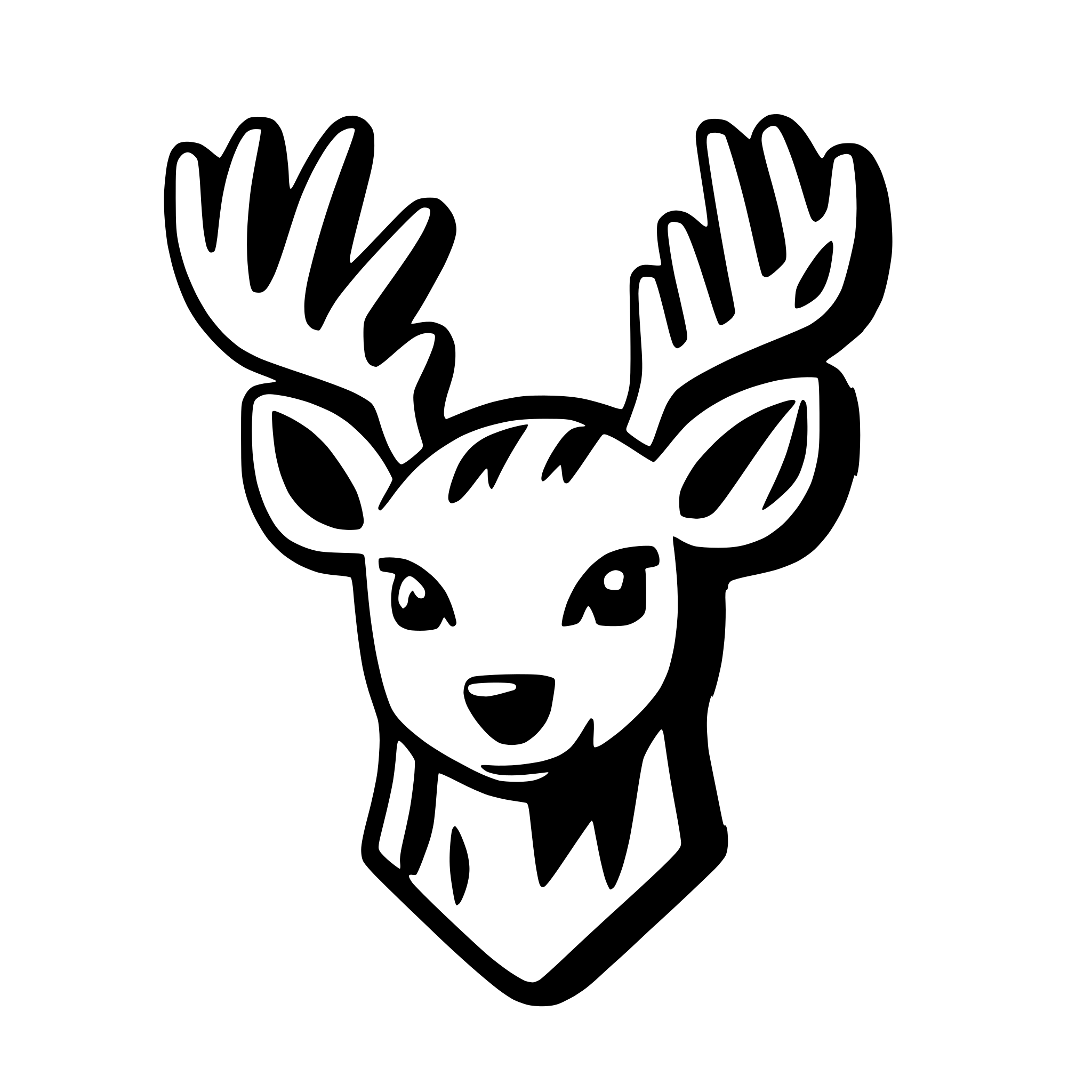 AI-generated SVG of 'whitetail deer head front'
