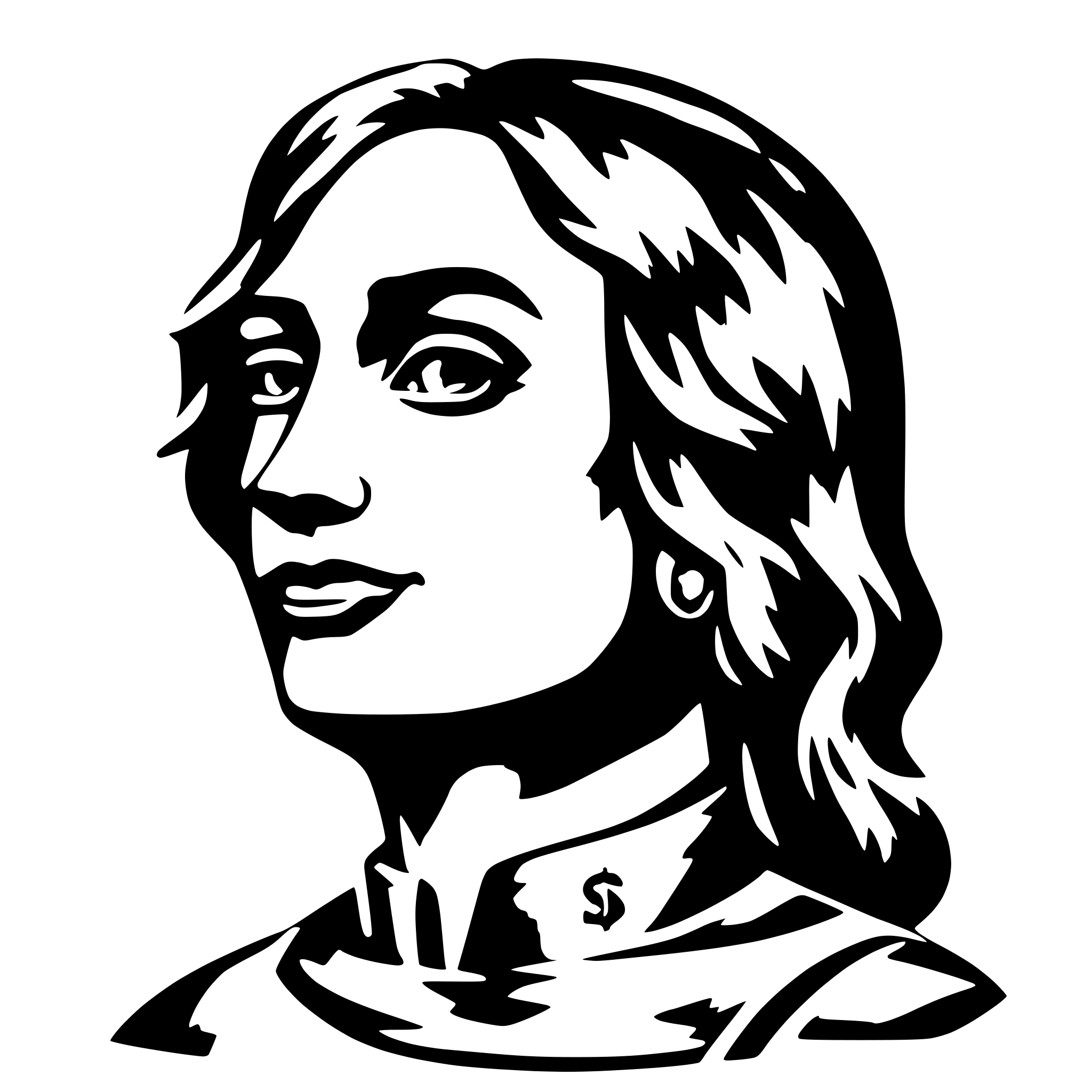 AI-generated SVG of a person head and shoulder outline with dollar sign